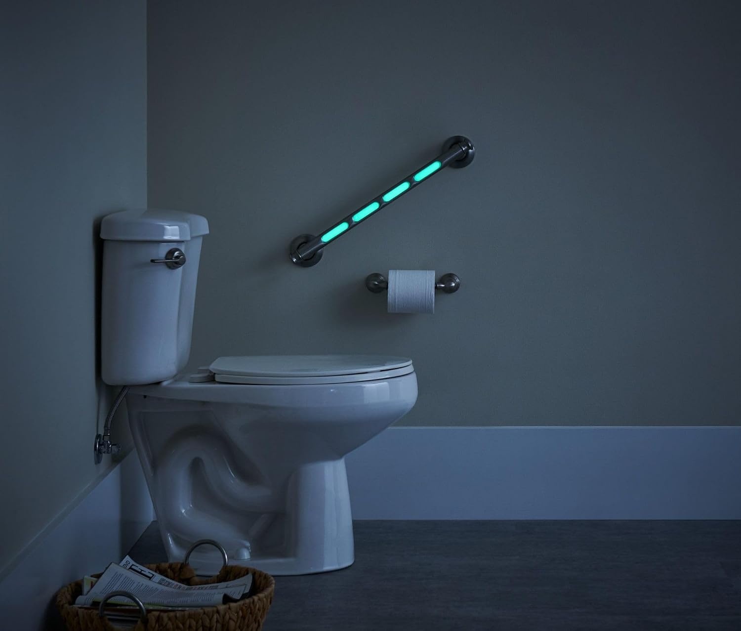 image:imageMoen MLR8718D4GBN Banbury 18 GlowInTheDark Bathroom Grab Bar Brushed Nickel