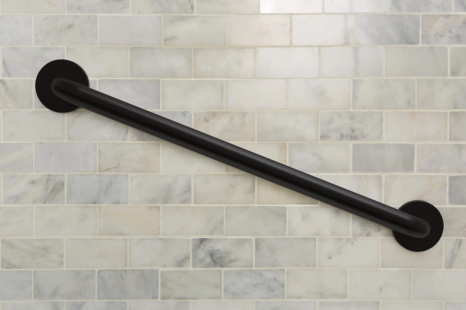 image:imageMoen Matte Black 24Inch Bathroom Safety Grab Bar with Concealed Screws for Elderly Shower Support R8724BL