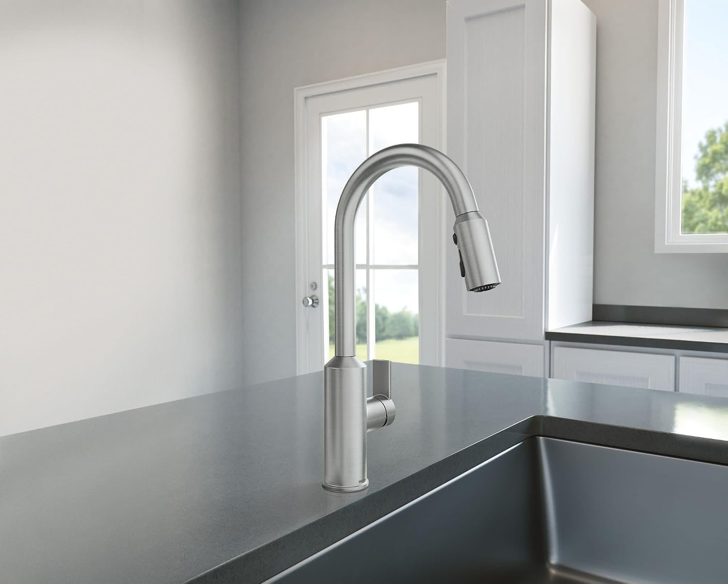 image:imageMoen Meena One Handle Kitchen Faucet with Pull Down Sprayer High Arc Kitchen Sink Faucet Featuring Reflex System and Duralock Quick Connect Bronzed Gold 87270BZGSpot Resist Stainless