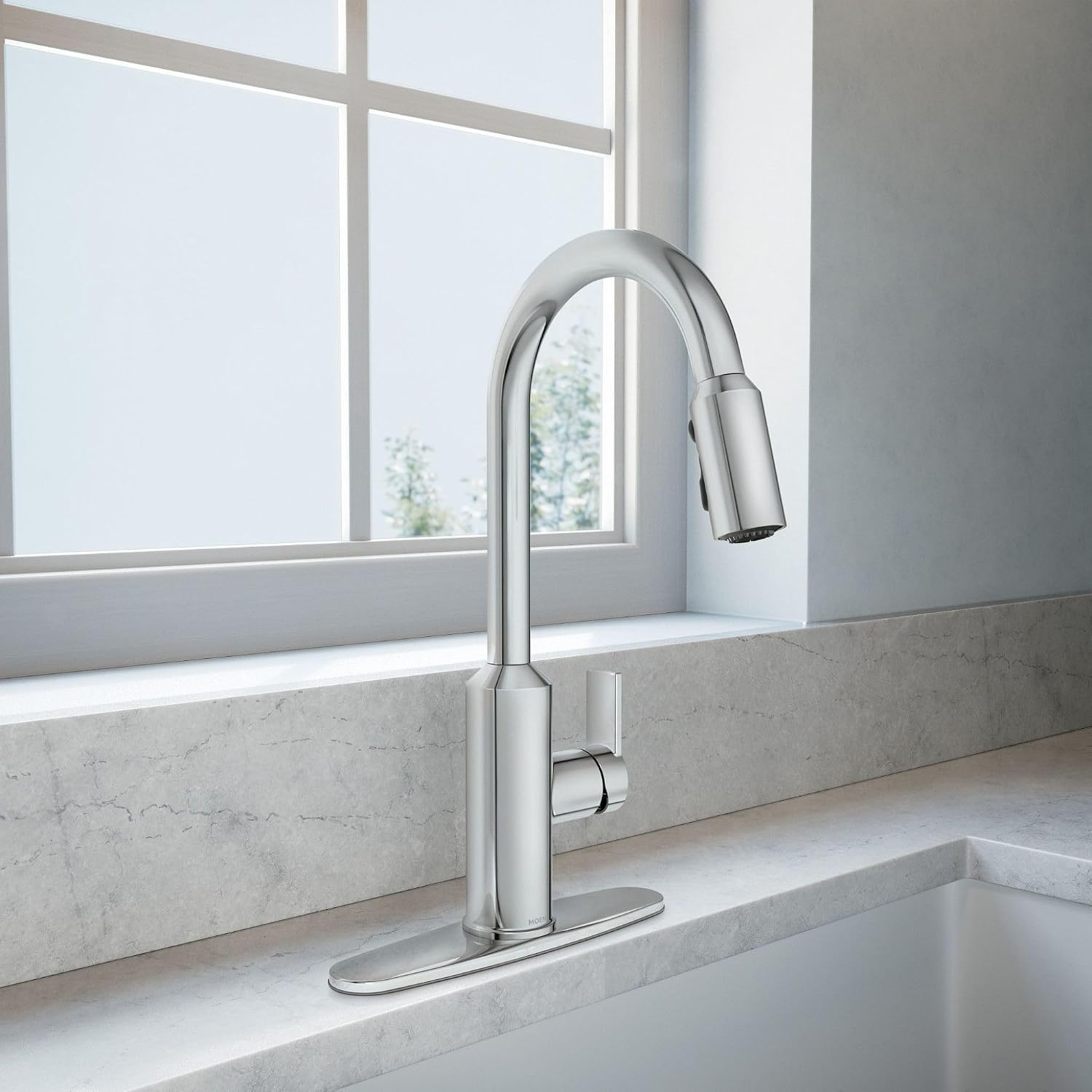 image:imageMoen Meena One Handle Kitchen Faucet with Pull Down Sprayer High Arc Kitchen Sink Faucet Featuring Reflex System and Duralock Quick Connect Bronzed Gold 87270BZGChrome
