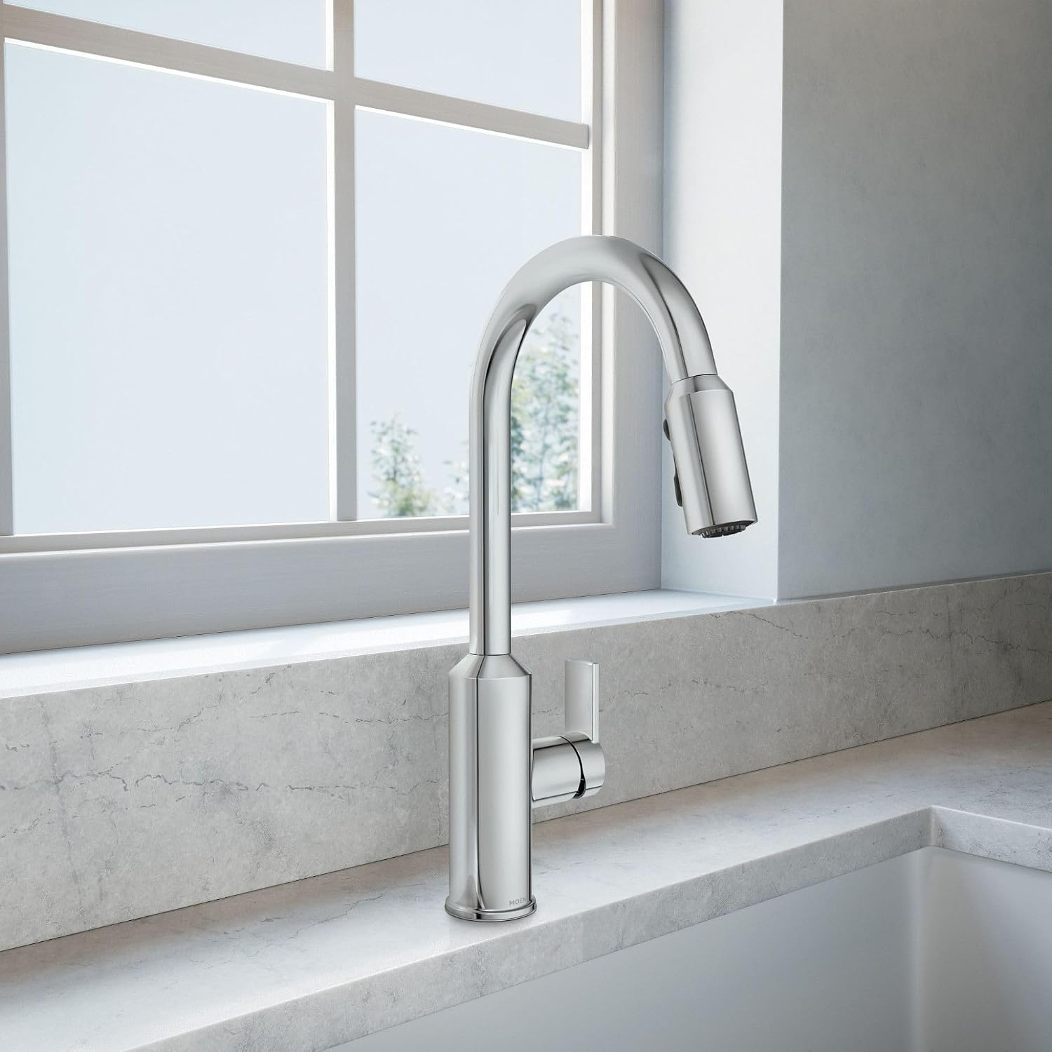 image:imageMoen Meena One Handle Kitchen Faucet with Pull Down Sprayer High Arc Kitchen Sink Faucet Featuring Reflex System and Duralock Quick Connect Bronzed Gold 87270BZGChrome