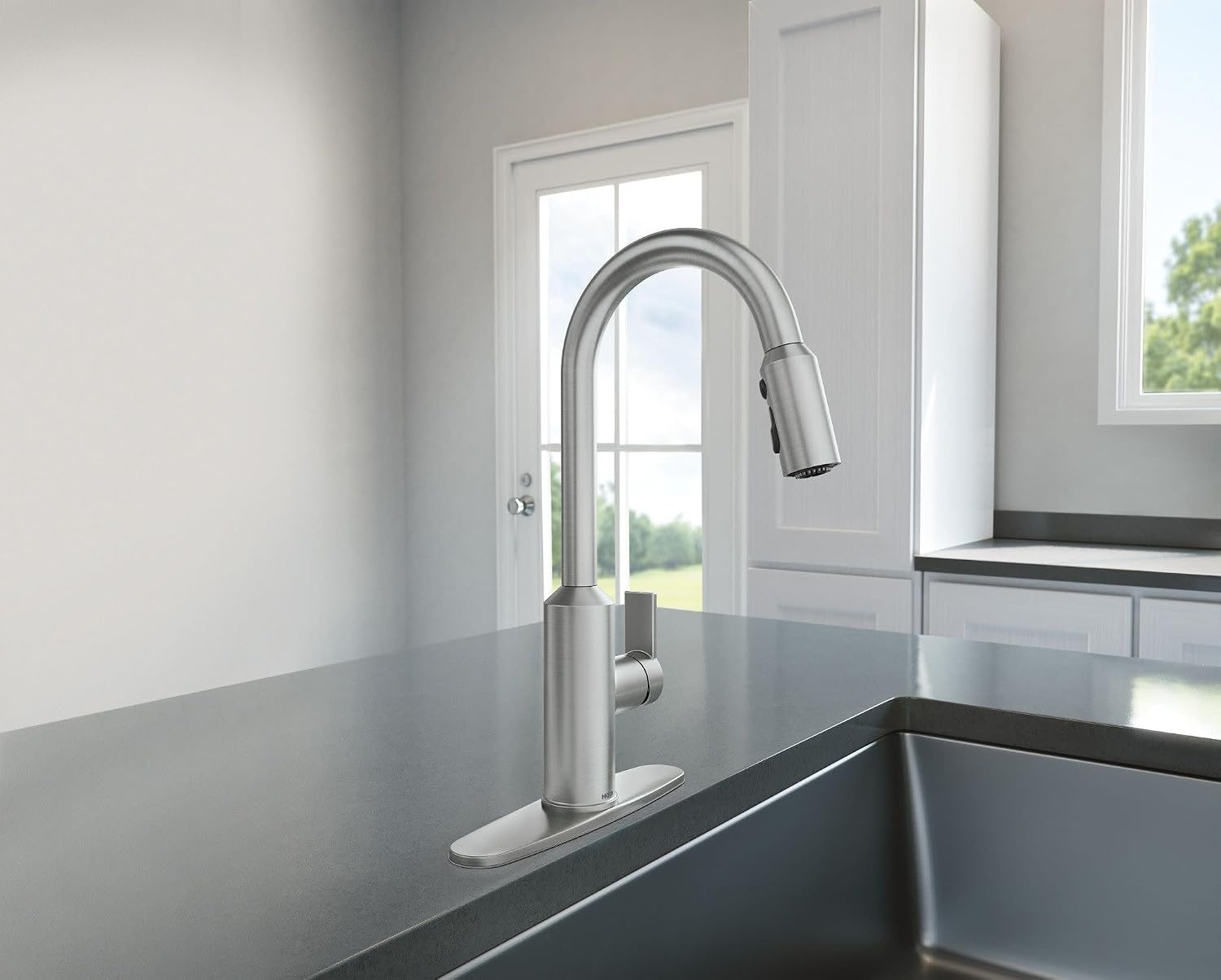 image:imageMoen Meena One Handle Kitchen Faucet with Pull Down Sprayer High Arc Kitchen Sink Faucet Featuring Reflex System and Duralock Quick Connect Bronzed Gold 87270BZGSpot Resist Stainless