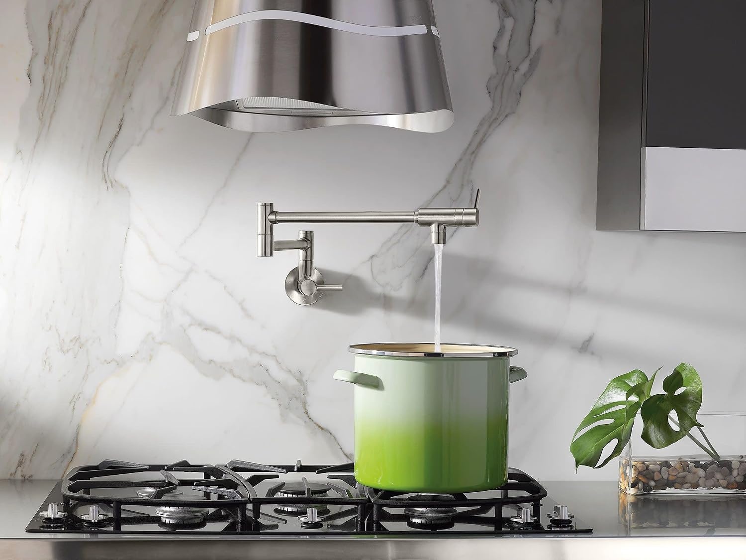 image:imageMoen Modern Spot Resist Stainless Wall Mount Swing Arm Folding Pot Filler Double Jointed Kitchen Faucet S665SRSSpot Resist Stainless