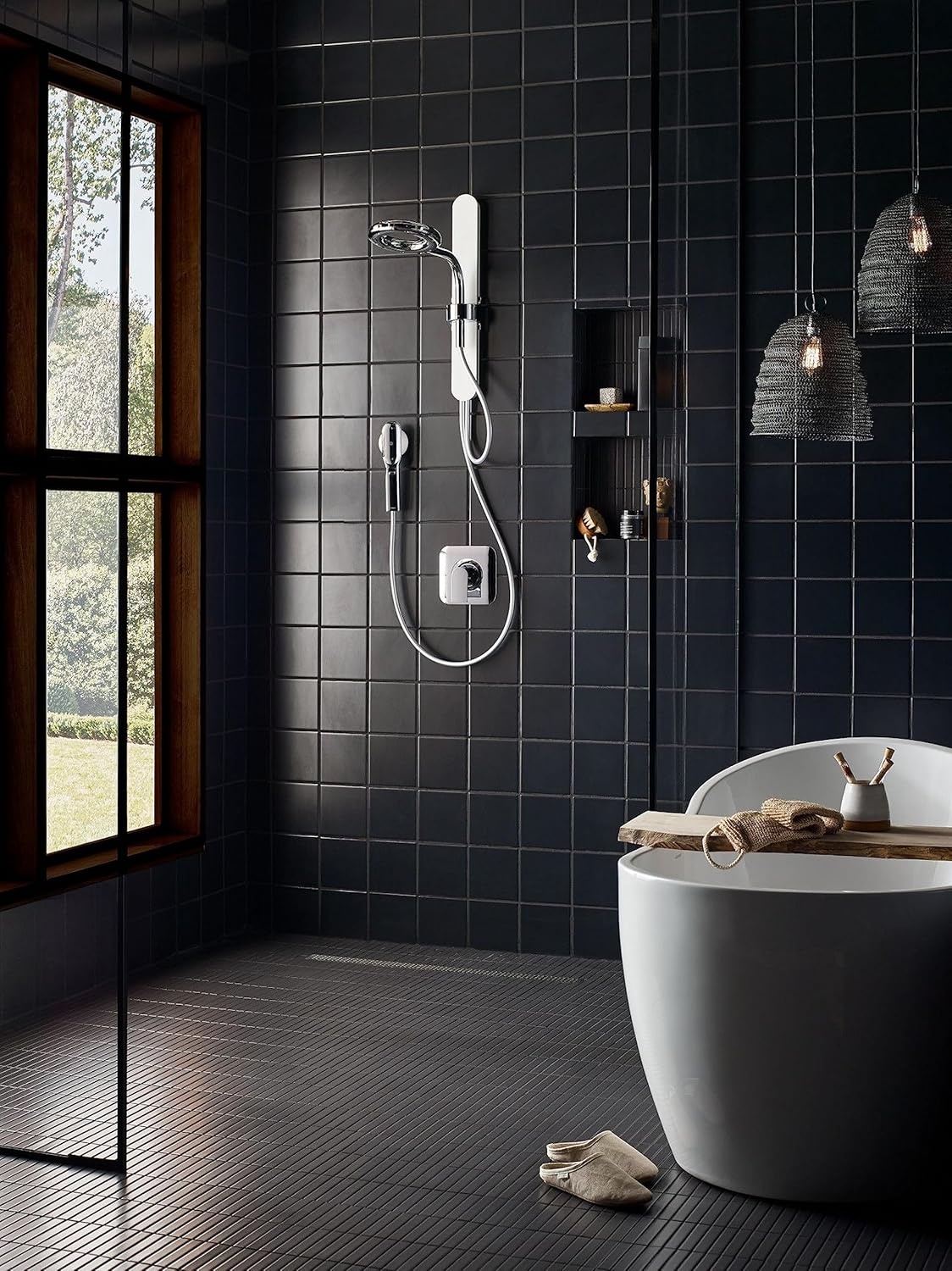 image:imageMoen N207C0BLC Spa Shower including Rainshower Handshower and Magnetic Dock Matte BlackChromeChromeWhite