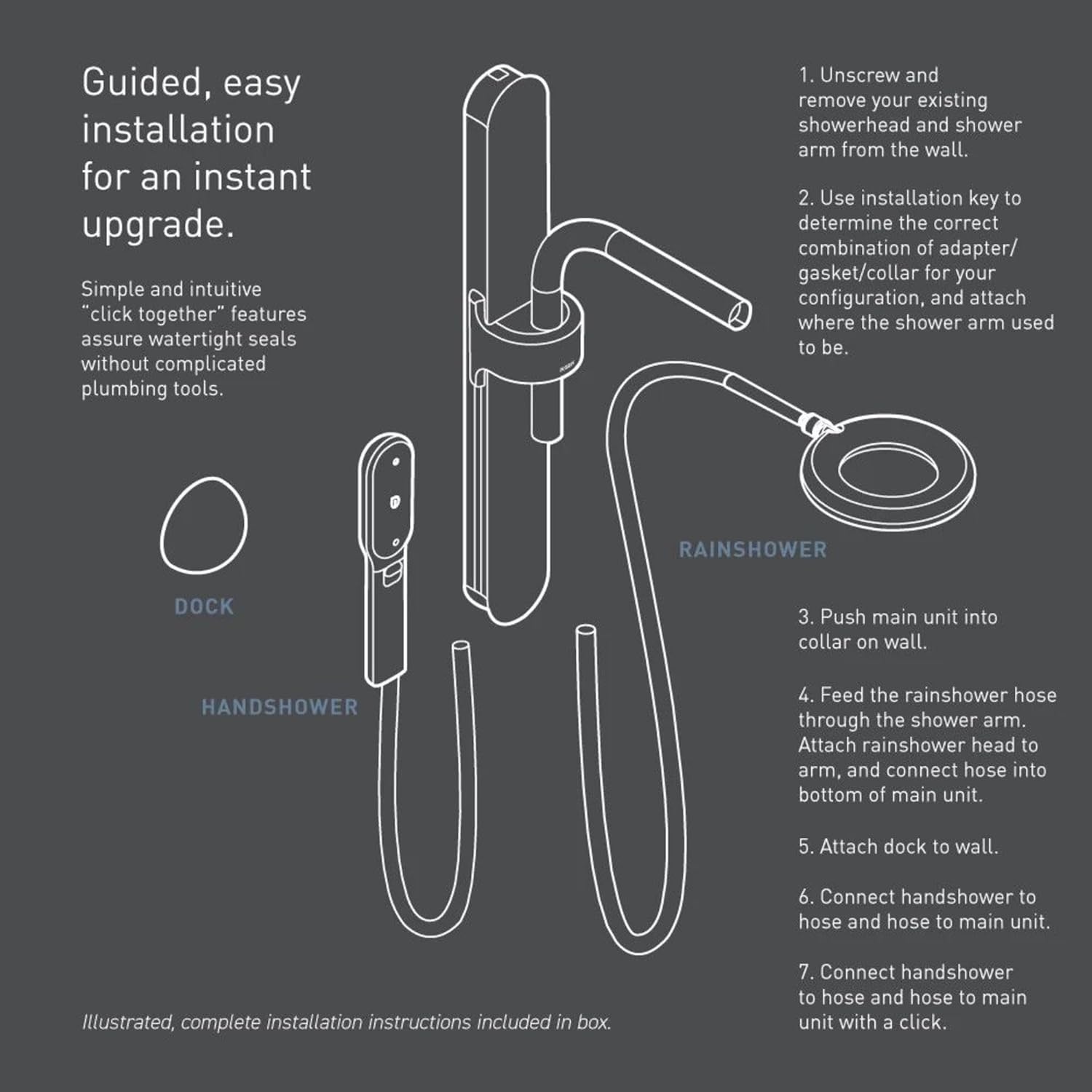image:imageMoen N207C0BLC Spa Shower including Rainshower Handshower and Magnetic Dock Matte BlackChromeChromeWhite