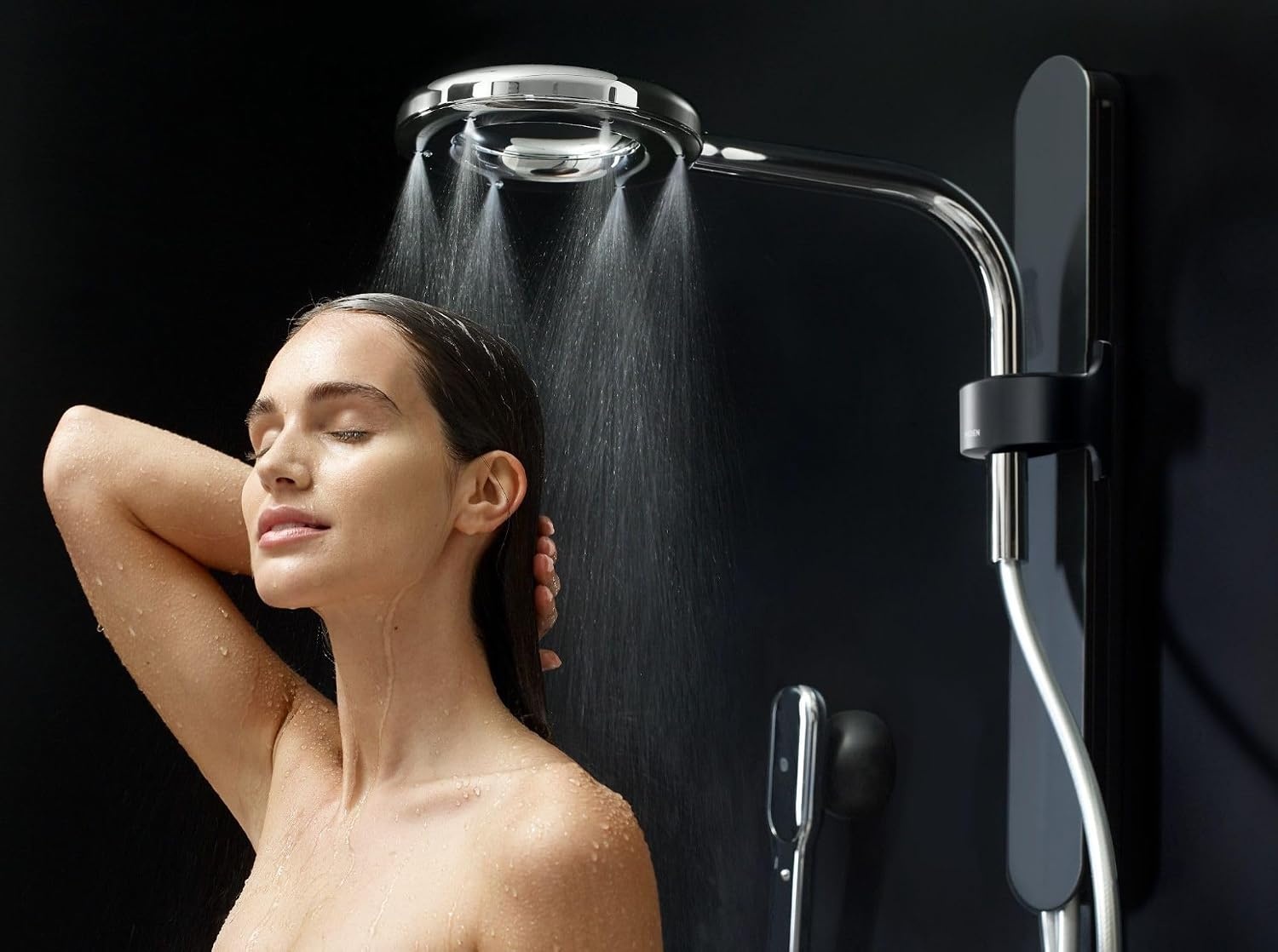 image:imageMoen N207C0BLC Spa Shower including Rainshower Handshower and Magnetic Dock Matte BlackChromeMatte BlackChrome