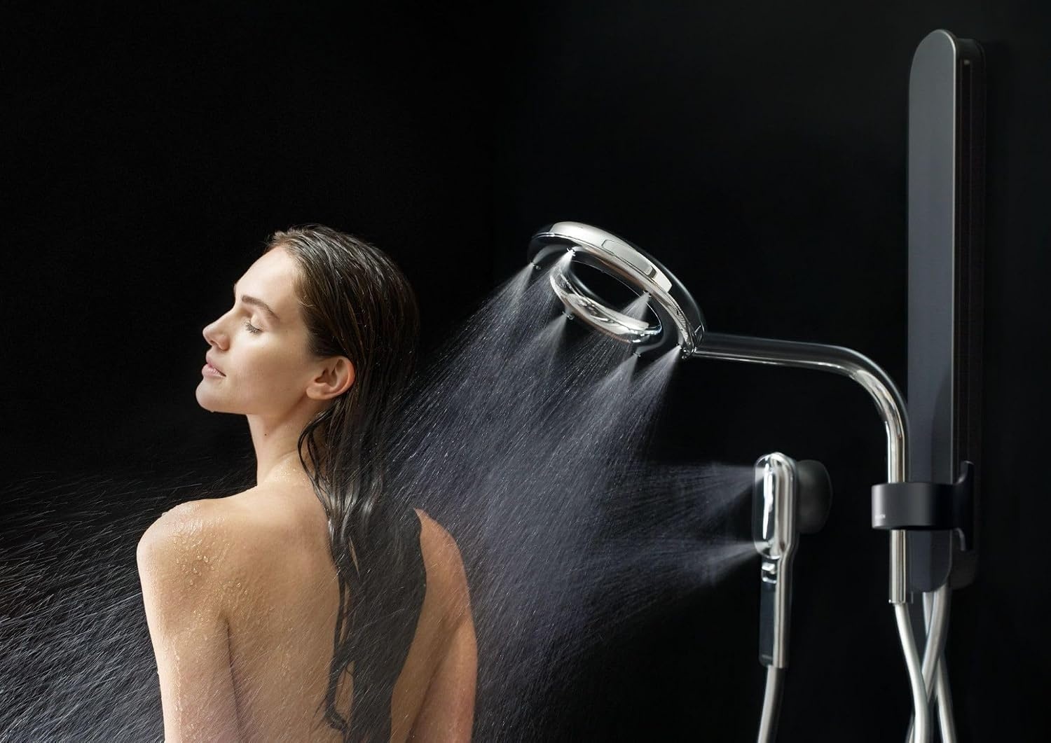 image:imageMoen N207C0BLC Spa Shower including Rainshower Handshower and Magnetic Dock Matte BlackChromeMatte BlackChrome