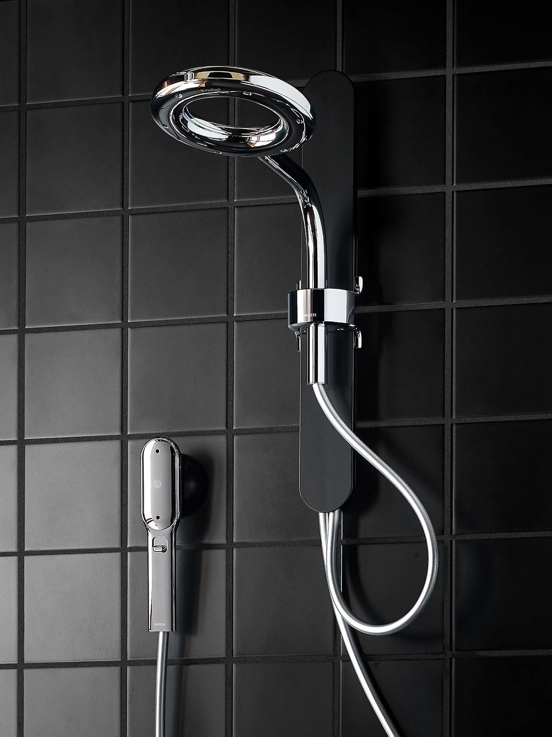 image:imageMoen N207C0BLC Spa Shower including Rainshower Handshower and Magnetic Dock Matte BlackChromeMatte BlackChrome