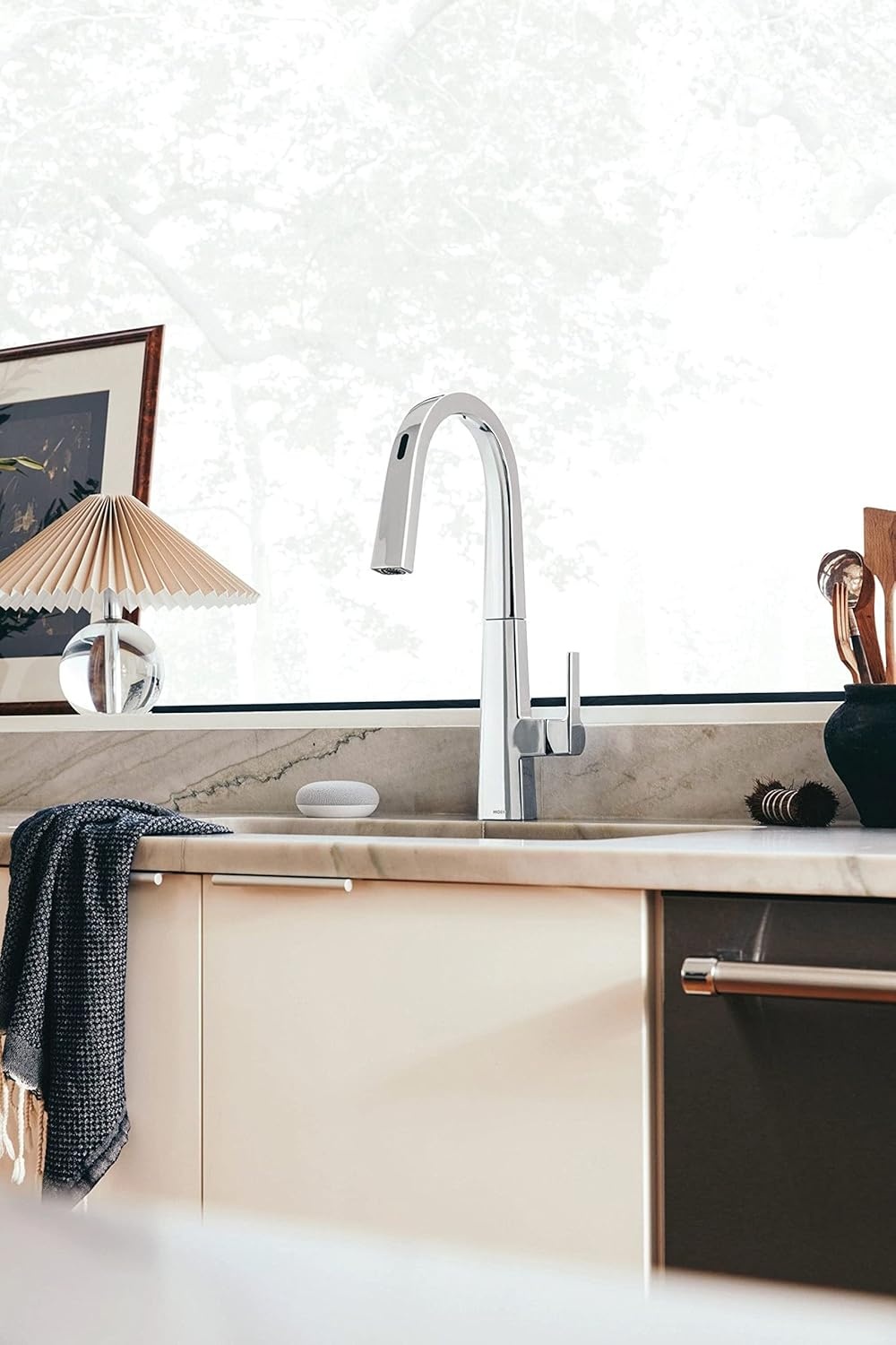 image:imageMoen Nio Chrome Smart Faucet Touchless PullDown Sprayer Kitchen Faucet with Voice and Motion Control S75005EV2C