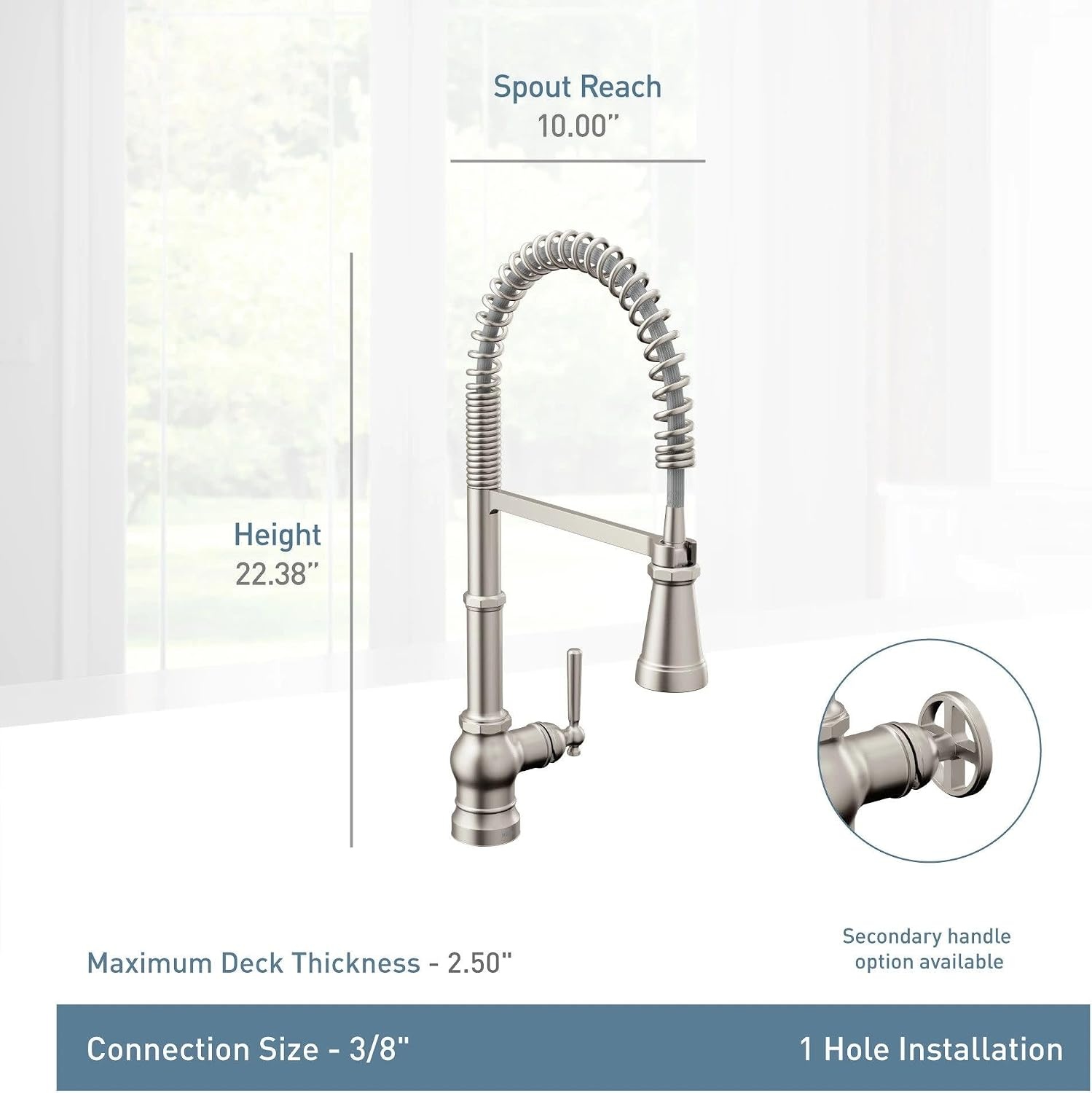 image:imageMoen Paterson Spot Resist Stainless Water Filtration OneHandle High Arc Pulldown Kitchen Faucet Water Filter for Sink Faucet Sold Separately FS72003SRSChrome