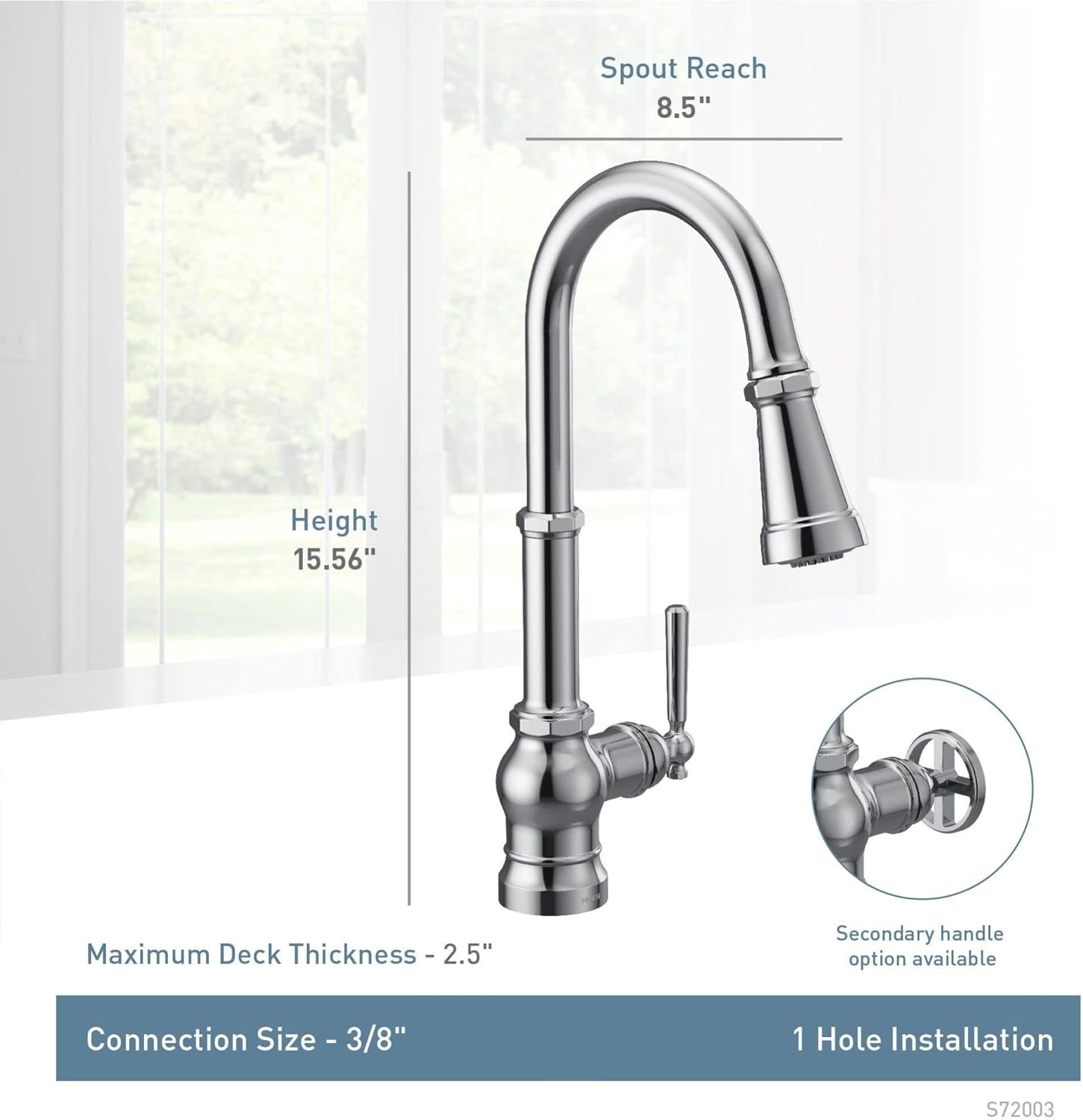 image:imageMoen Paterson Spot Resist Stainless Water Filtration OneHandle High Arc Pulldown Kitchen Faucet Water Filter for Sink Faucet Sold Separately FS72003SRSSpot Resist Stainless