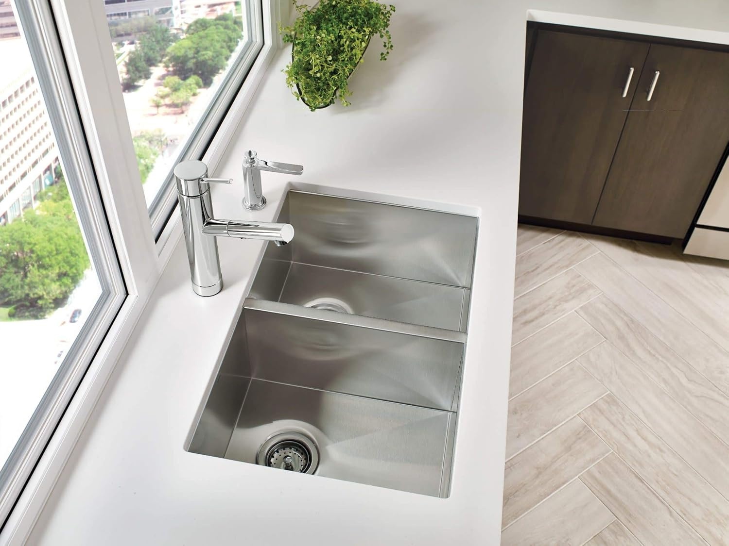 image:imageMoen Prep 18Gauge Stainless Steel Undermount 29 x 18 Double Bowl Kitchen Sink G18288