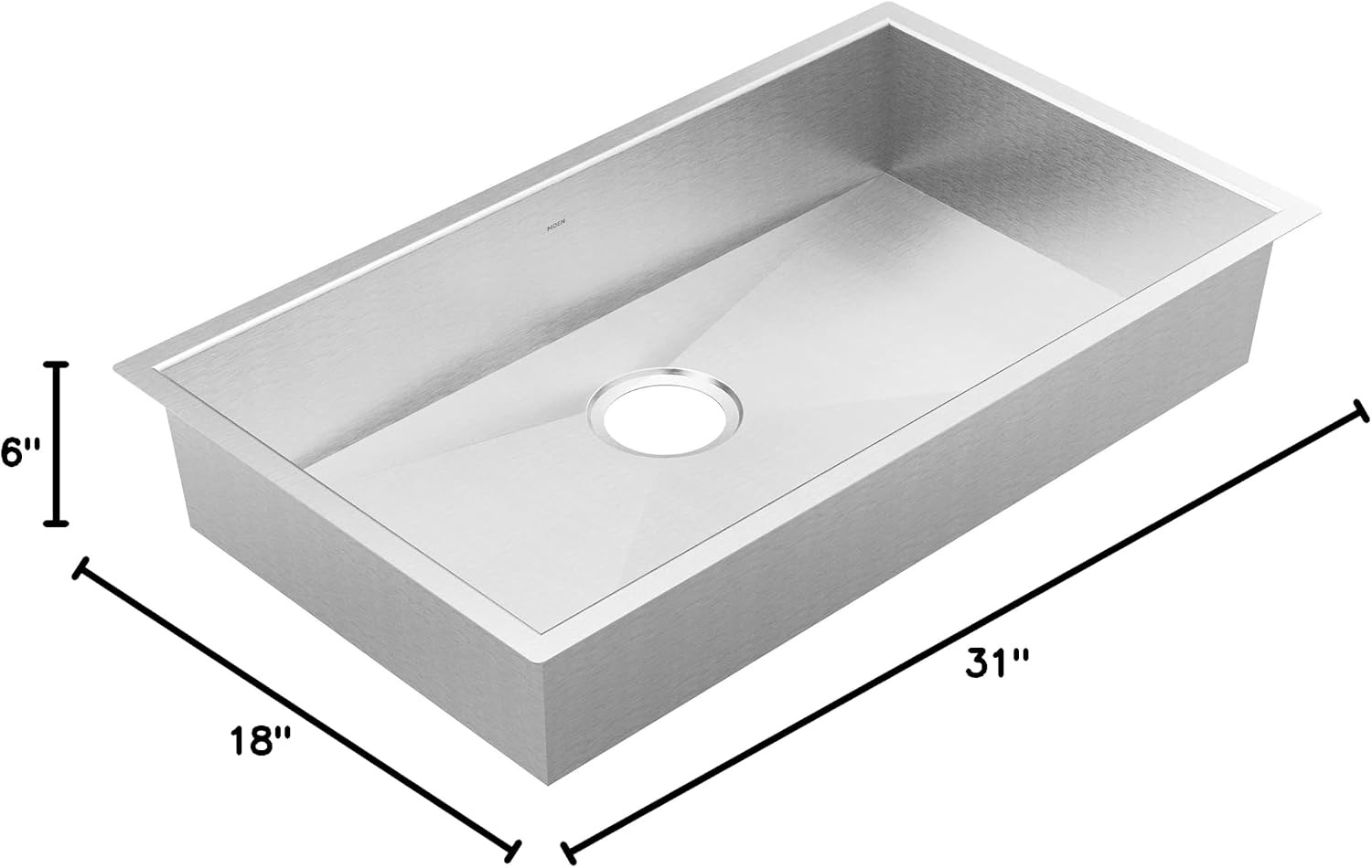 image:imageMoen Prep 18Gauge Stainless Steel Undermount 31 x 18 Single Bowl Modern Kitchen Sink GS181210B