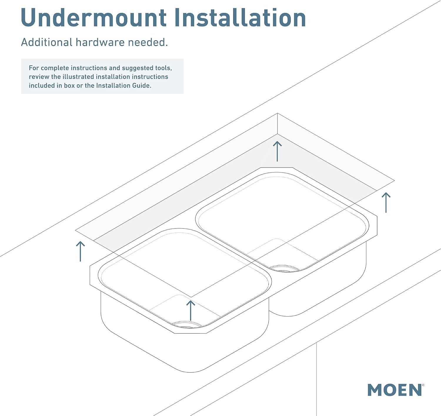 image:imageMoen Prep 18Gauge Stainless Steel Undermount 31 x 18 Single Bowl Modern Kitchen Sink GS181210B