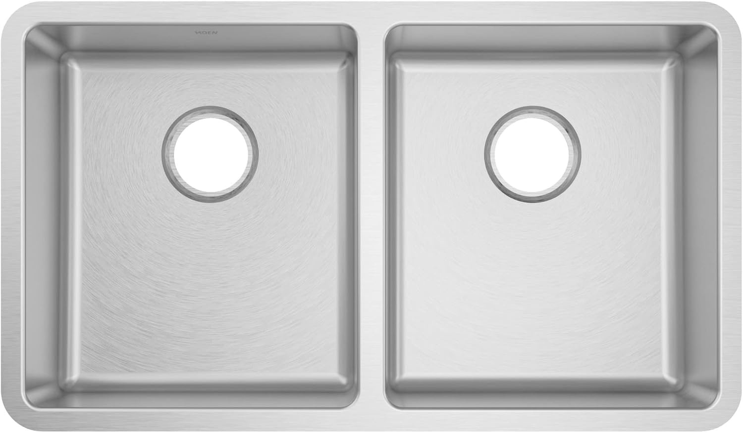 image:imageMoen Prep 18Gauge Stainless Steel Undermount 3175 x 185 x 55 Double Bowl Kitchen Sink with Rear Drains GS18260B