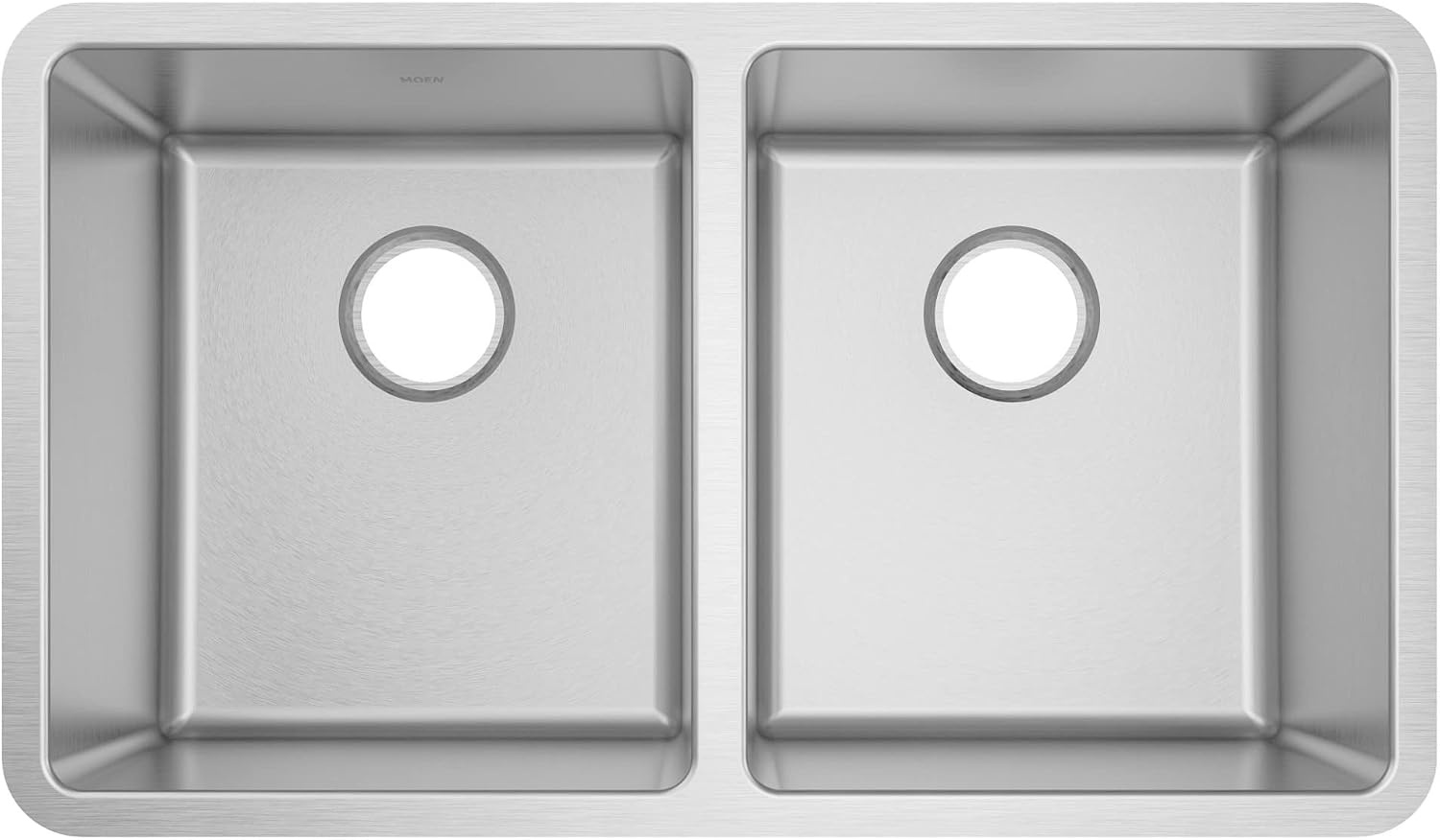 image:imageMoen Prep 18Gauge Stainless Steel Undermount 3175 x 185 x 9 Double Bowl Kitchen Sink with Rear Drains GS18259B