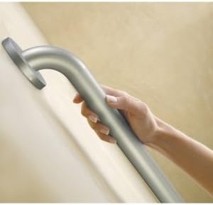 image:imageMoen R8712W Bathroom Safety 12Inch Stainless Steel Bathroom Grab Bar with Concealed Screws Glacier White Bathroom safety support 12inch grab bar Concealed screws Stainless steel construction Glacier white finishPeened