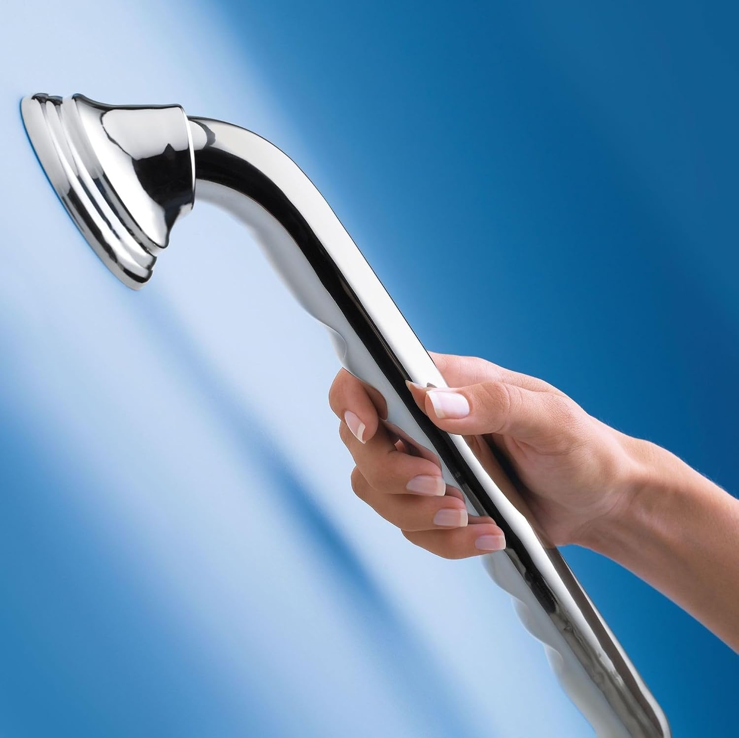 image:imageMoen R8748D3GCH Bathroom Safety 48Inch Grab Bar with Curl Grip Chrome