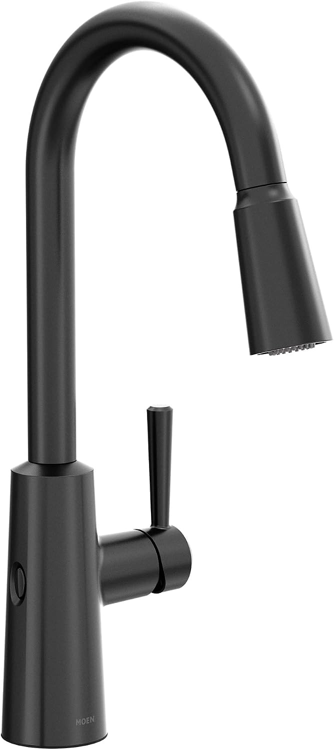 image:imageMoen Riley Chrome OneHandle Pulldown Kitchen Faucet Featuring Power Clean and Reflex Docking System for the Spray Head Modern Kitchen Sink Faucet 7402CMatte Black