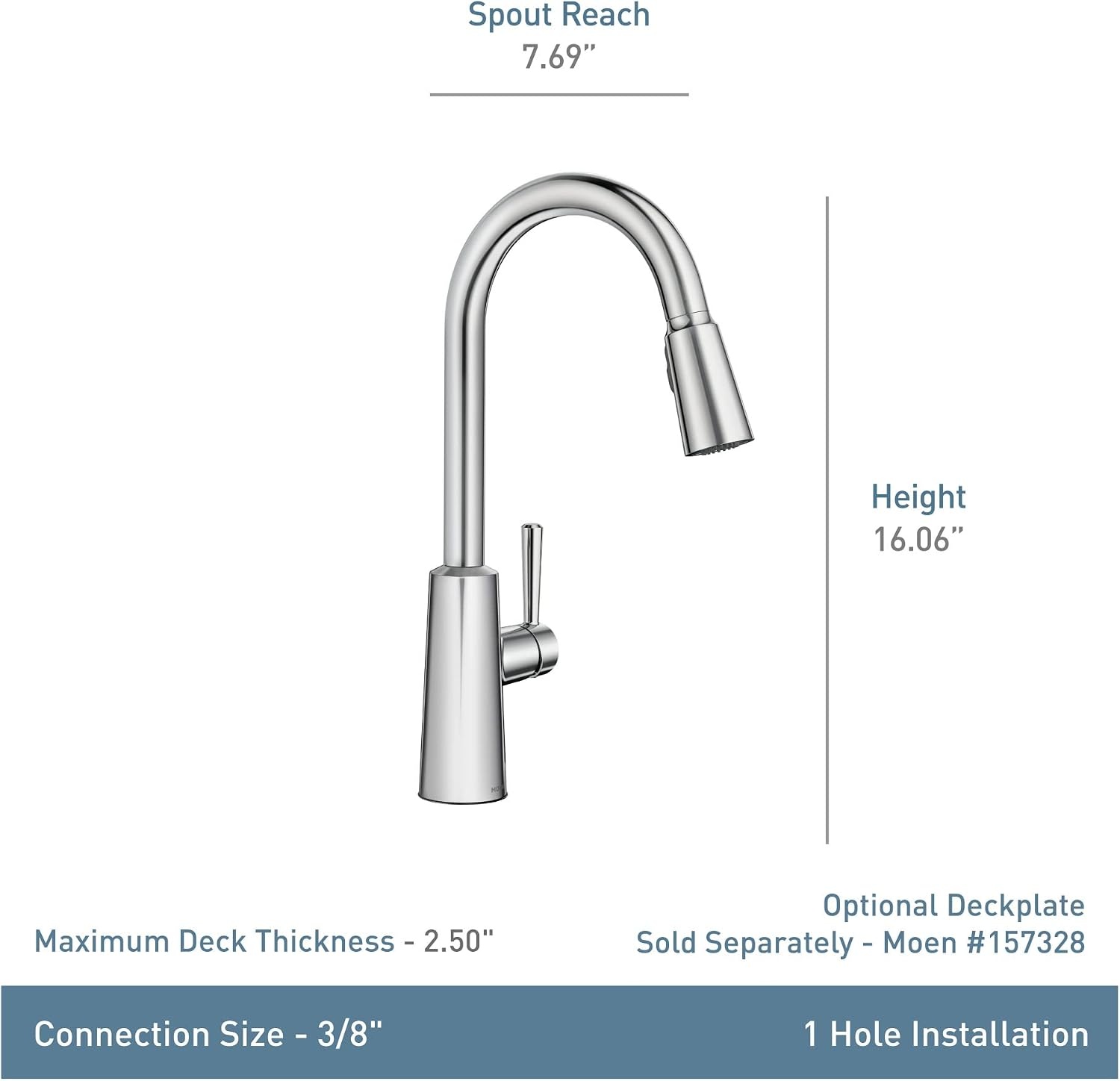 image:imageMoen Riley Chrome OneHandle Pulldown Kitchen Faucet Featuring Power Clean and Reflex Docking System for the Spray Head Modern Kitchen Sink Faucet 7402CMatte Black