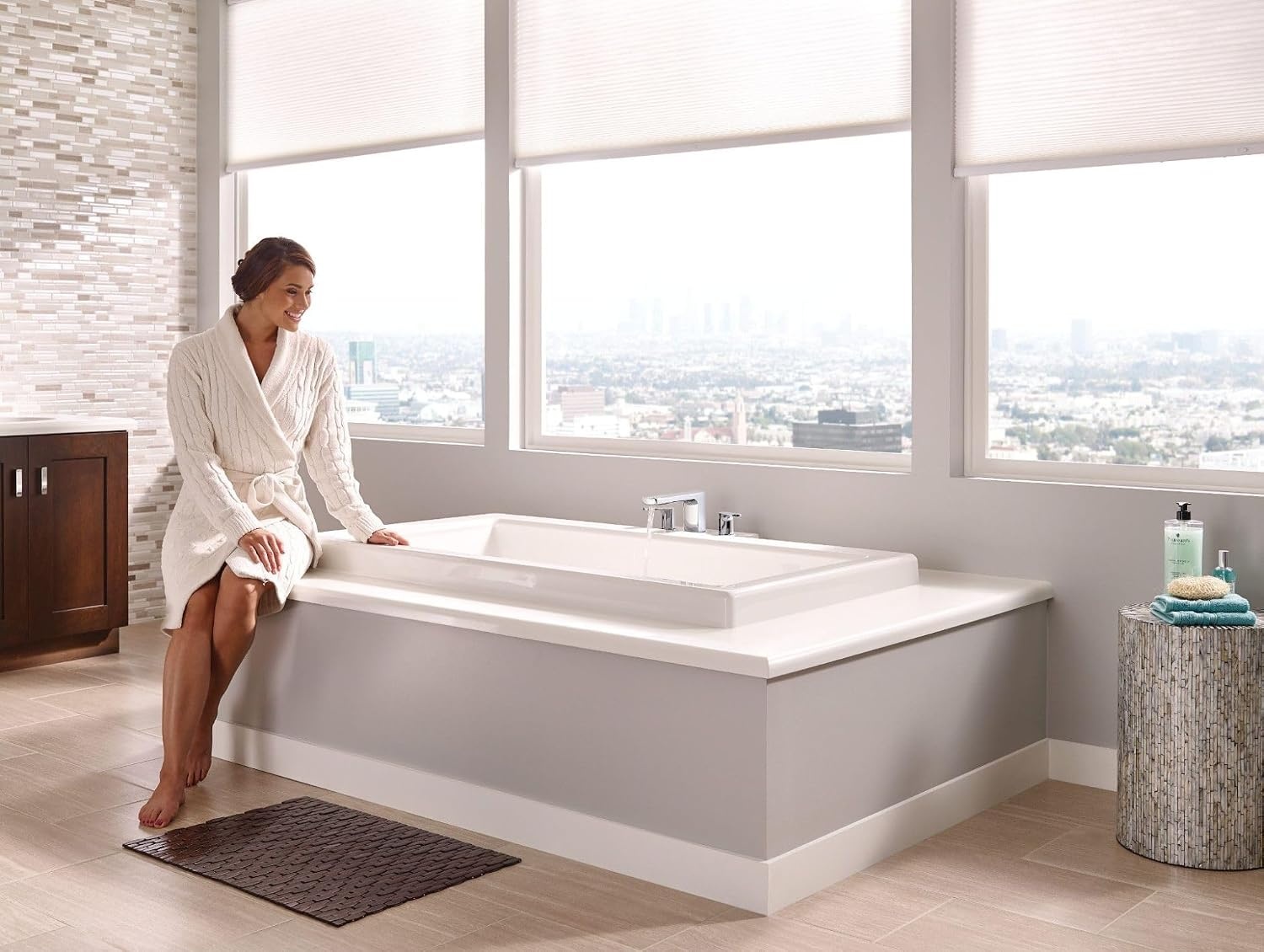 image:imageMoen Rizon Brushed Nickel TwoHandle Deck Mount Modern Roman Tub Faucet Trim Valve Required T935BNChrome