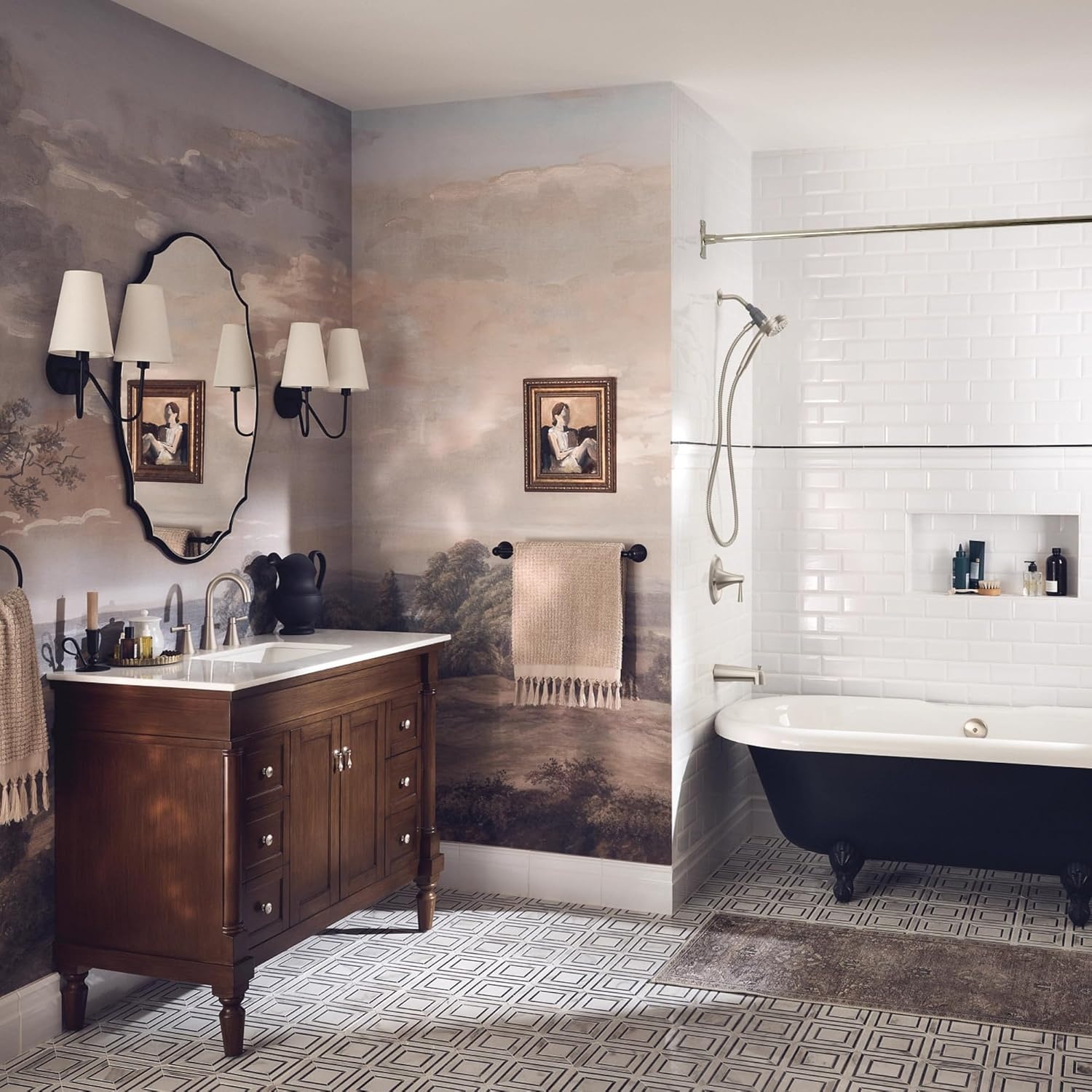 image:imageMoen Ronan Spot Resist Brushed Nickel SingleHandle Modern Tub and Shower Faucet with Round Handheld Rain Shower Spray Head Featuring Magnetix Valve Included 82021SRNBrushed Nickel