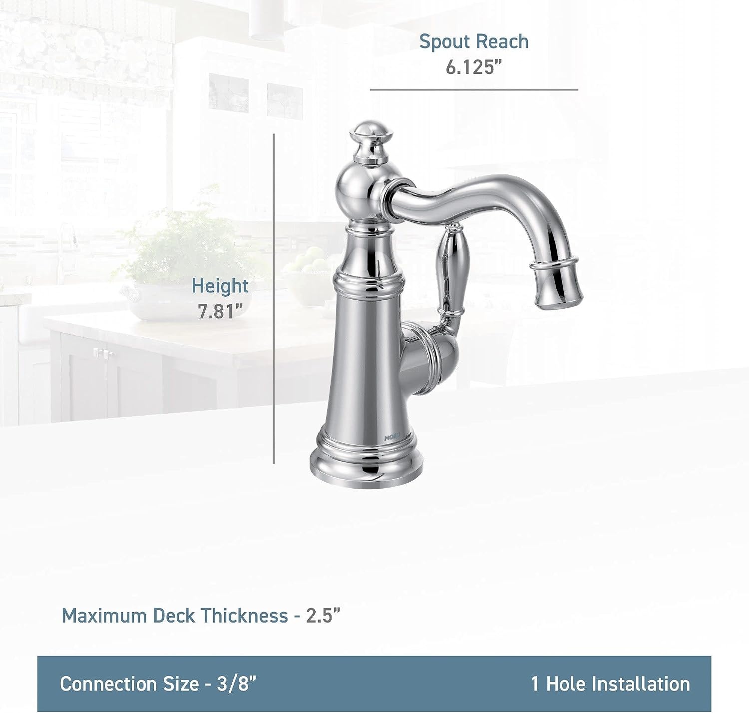 image:imageMoen S62101SRS Weymouth Single Handle Traditional Bar Faucet Spot Resist Stainless