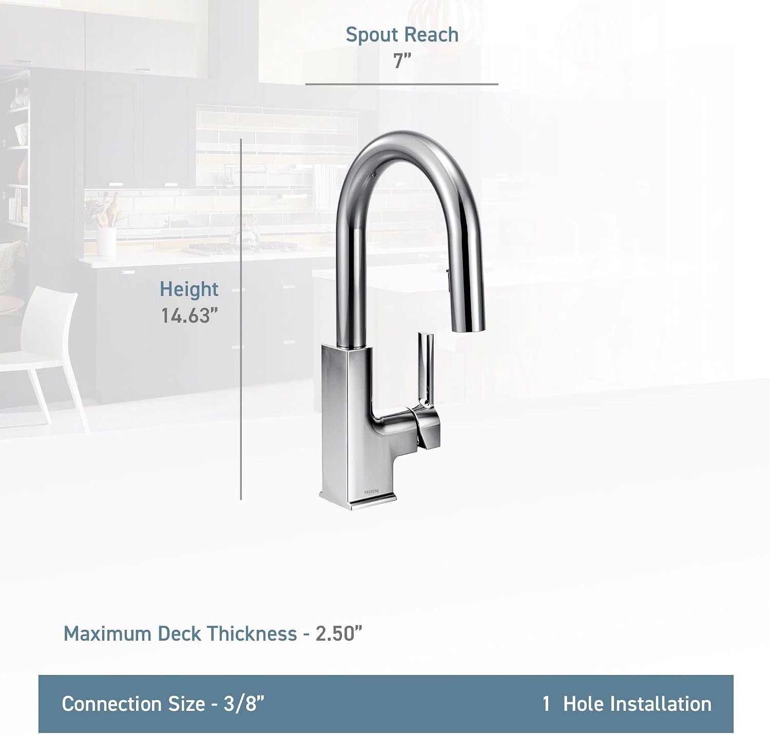 image:imageMoen S62308BG STo OneHandle High Arc Pulldown Modern Bar Faucet with Power Clean Brushed Gold