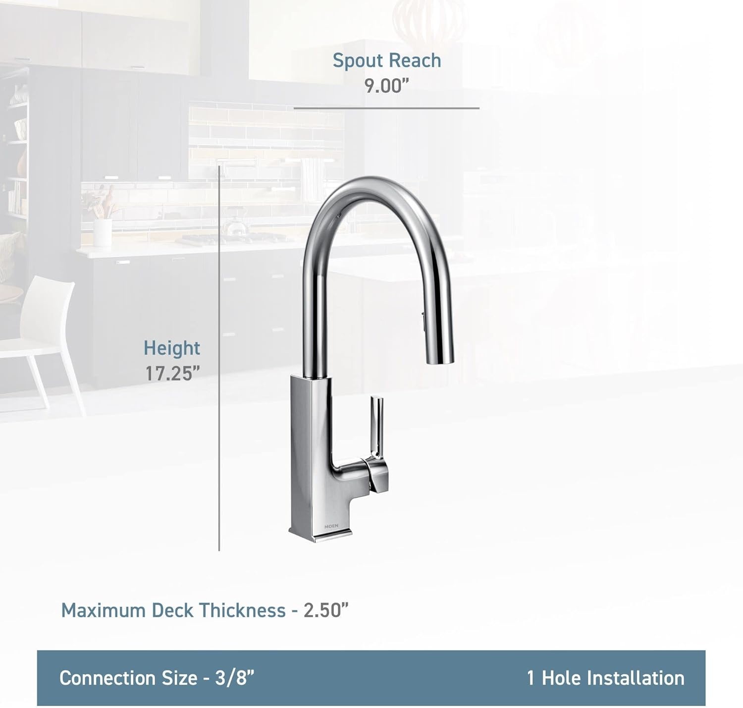 image:imageMoen S72308 STO OneHandle High Arc Pulldown Kitchen Faucet with Power Clean ChromeBrushed Gold