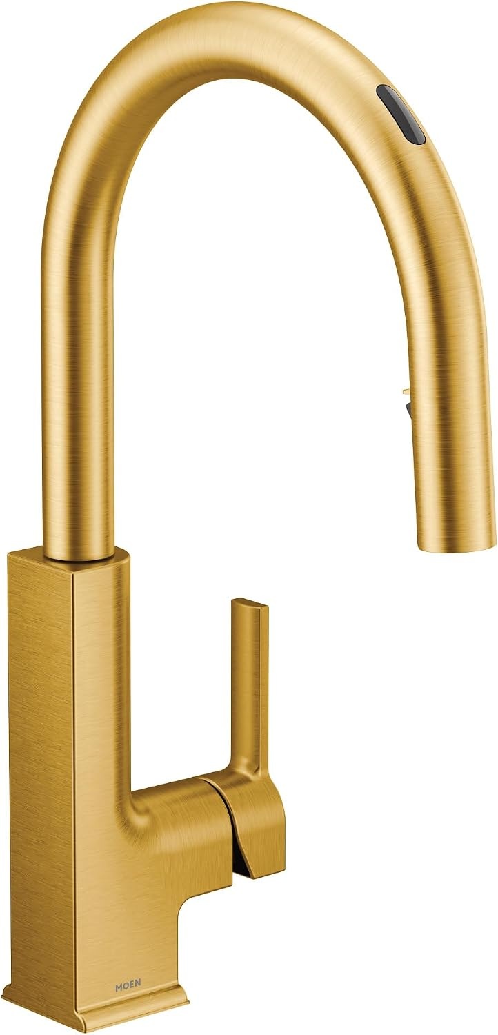 image:imageMoen S72308 STO OneHandle High Arc Pulldown Kitchen Faucet with Power Clean ChromeBrushed Gold