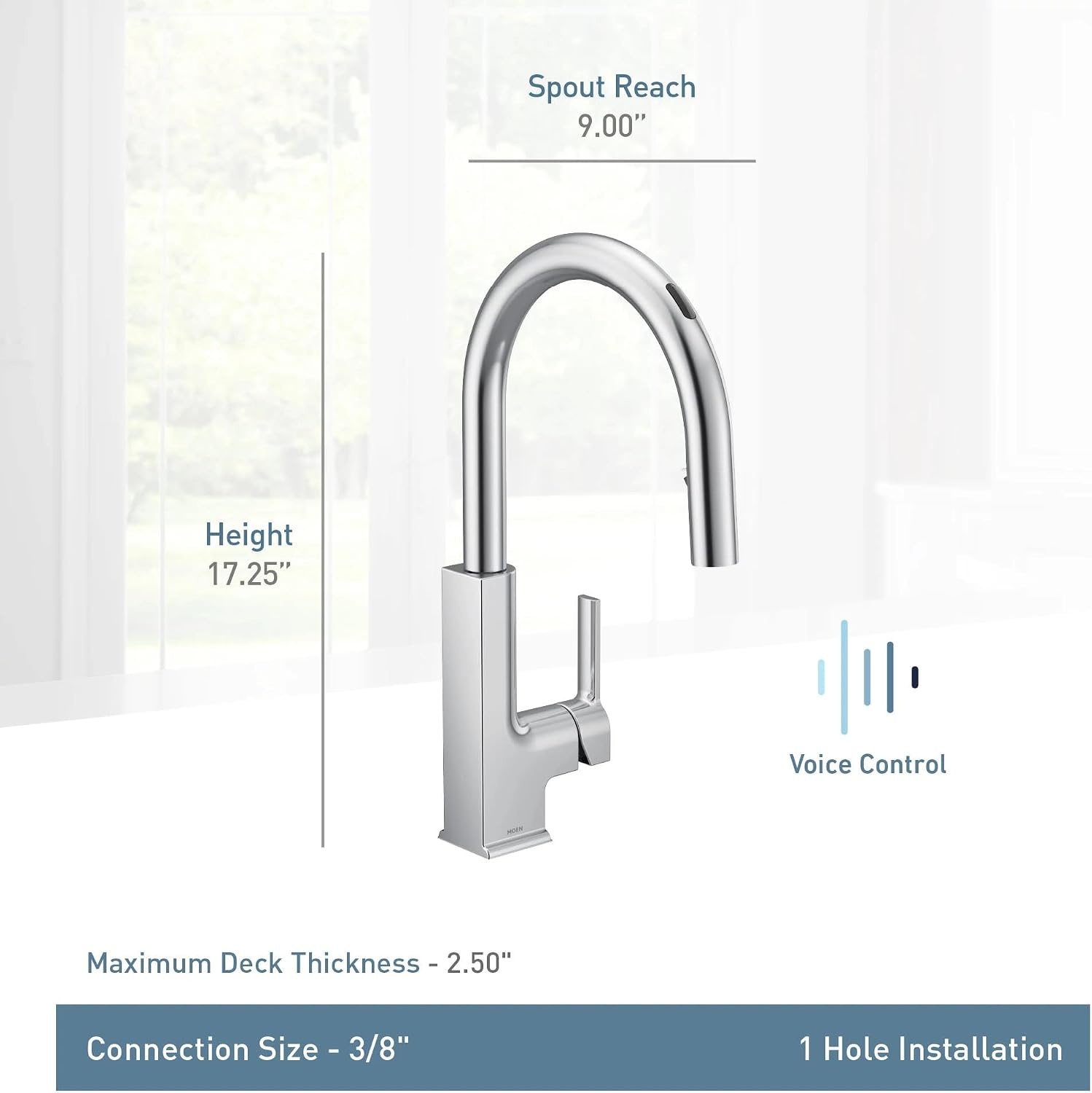 image:imageMoen S72308 STO OneHandle High Arc Pulldown Kitchen Faucet with Power Clean ChromeBrushed Gold