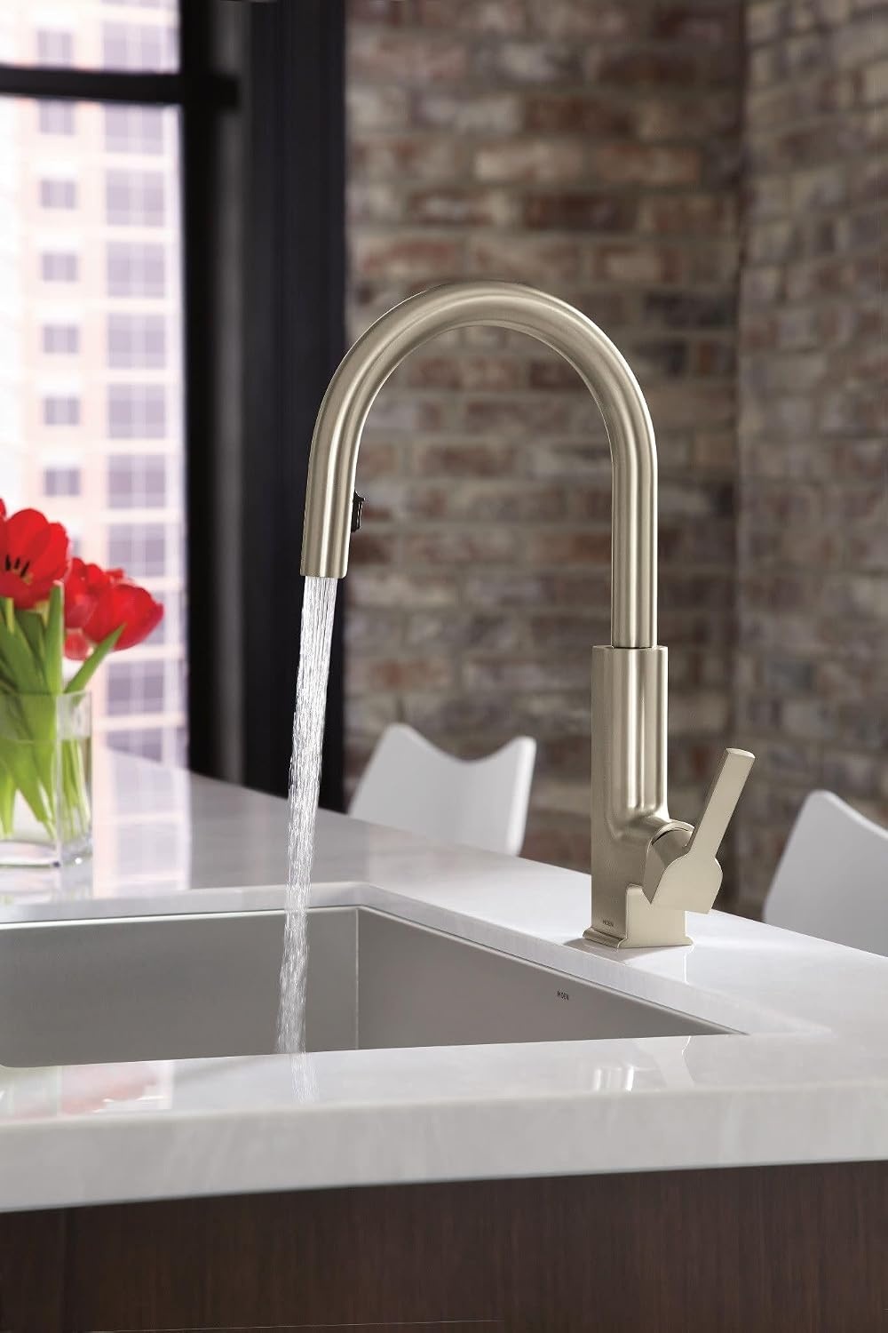 image:imageMoen S72308 STO OneHandle High Arc Pulldown Kitchen Faucet with Power Clean ChromeSpot Resist Stainless