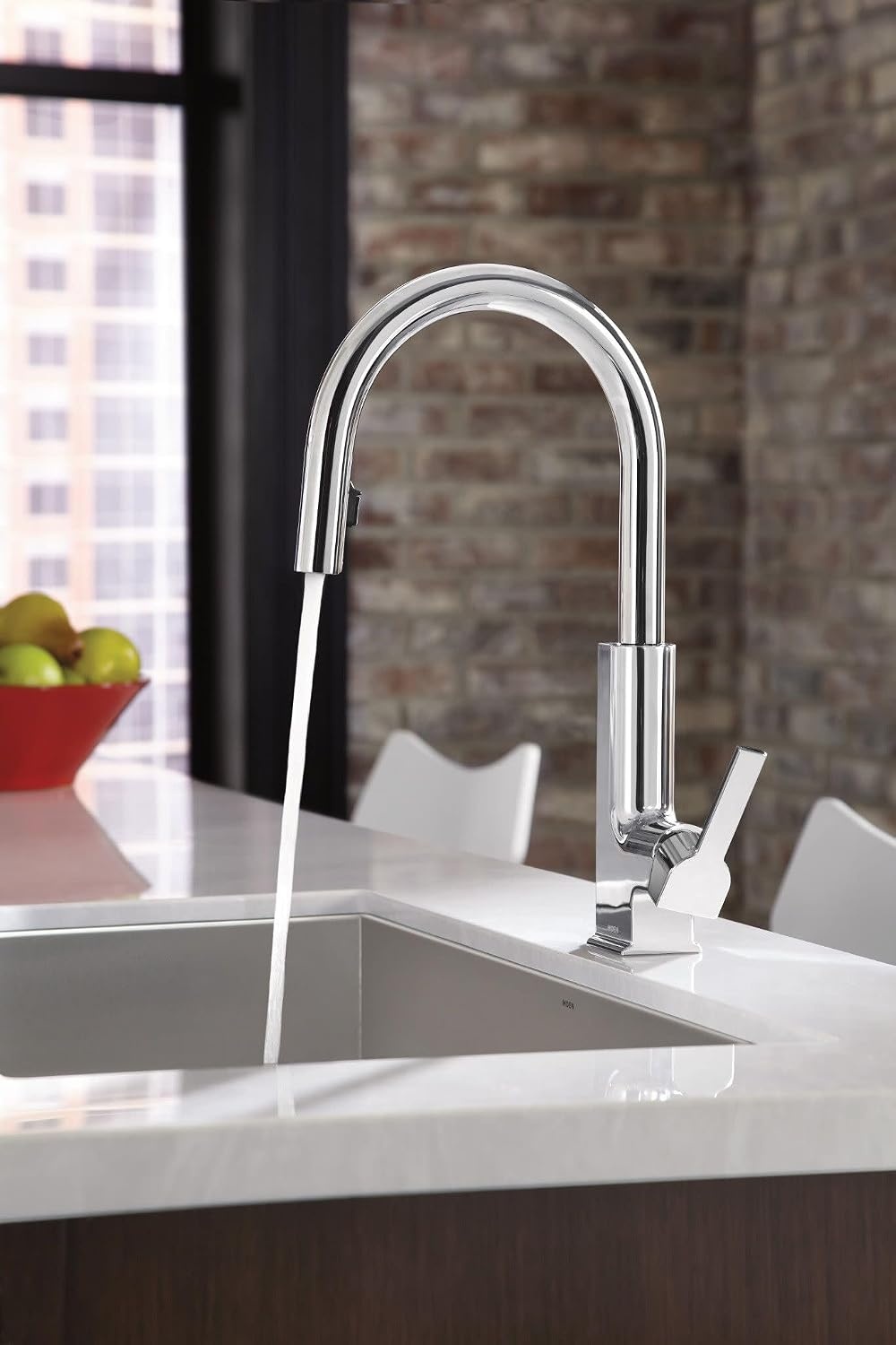 image:imageMoen S72308EVBG STO Smart Touchless Pull Down Sprayer Kitchen Faucet with Voice Control and Power Boost Brushed GoldChrome