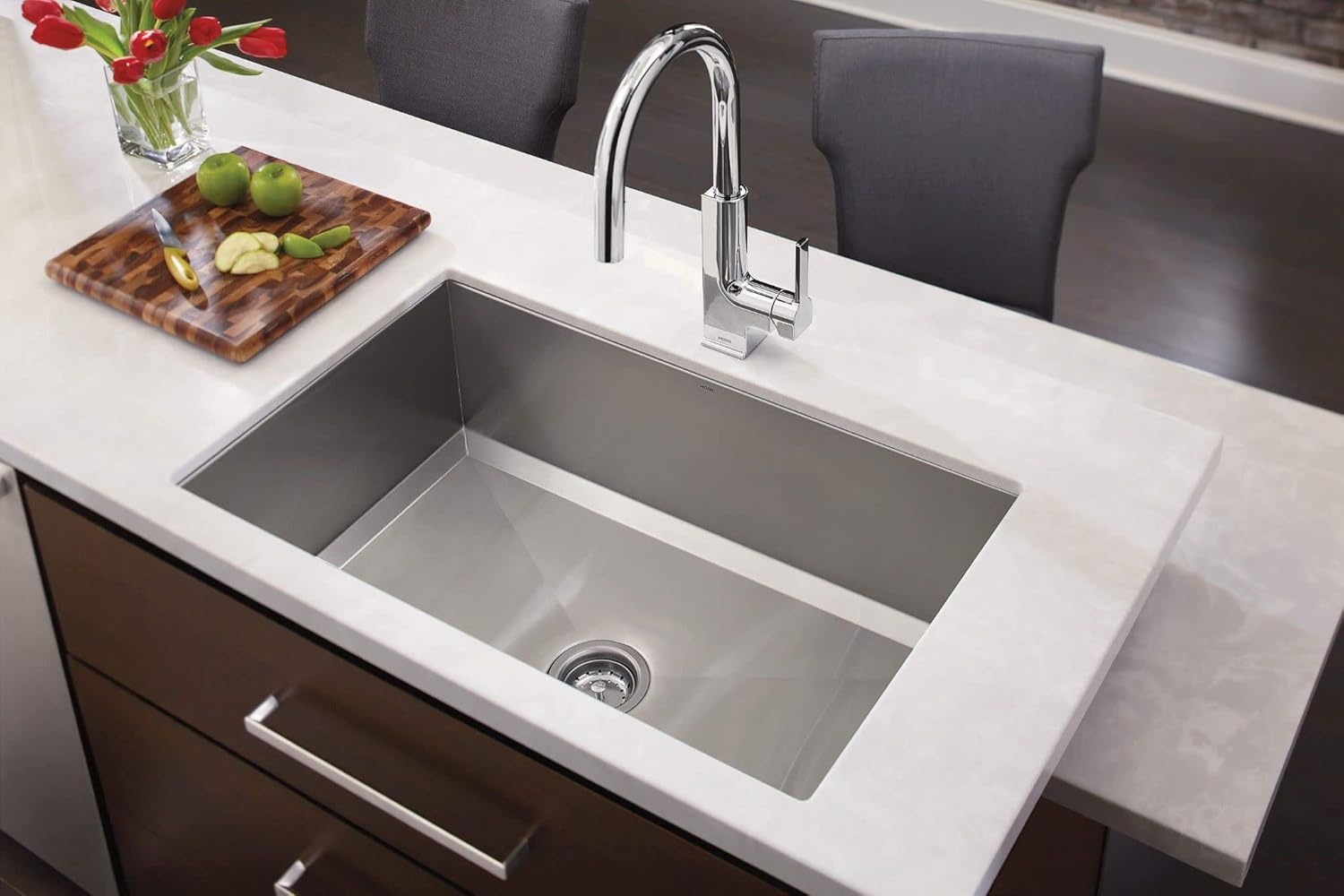 image:imageMoen S72308EVBG STO Smart Touchless Pull Down Sprayer Kitchen Faucet with Voice Control and Power Boost Brushed GoldChrome