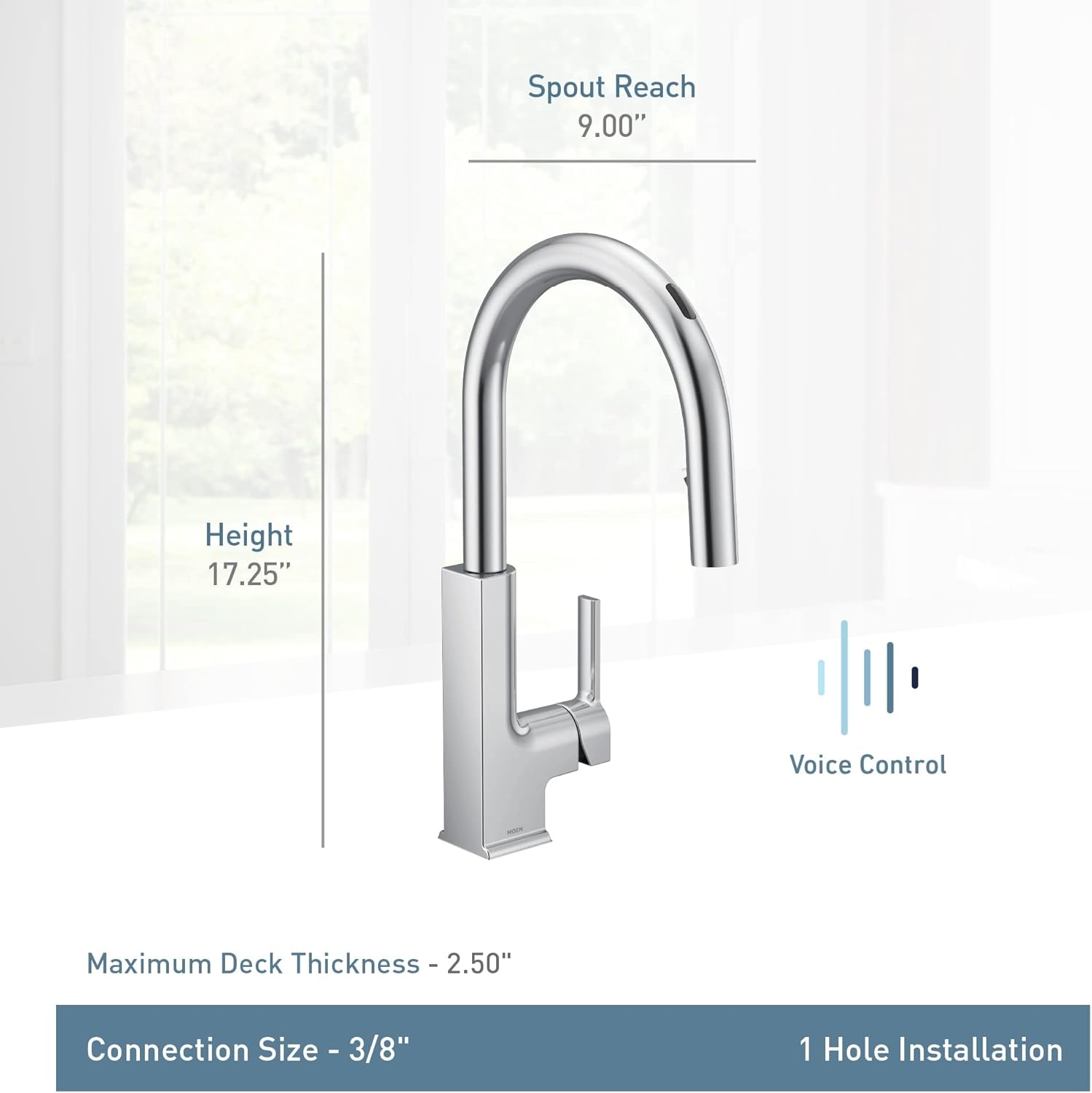 image:imageMoen S72308EVBG STO Smart Touchless Pull Down Sprayer Kitchen Faucet with Voice Control and Power Boost Brushed GoldMatte Black