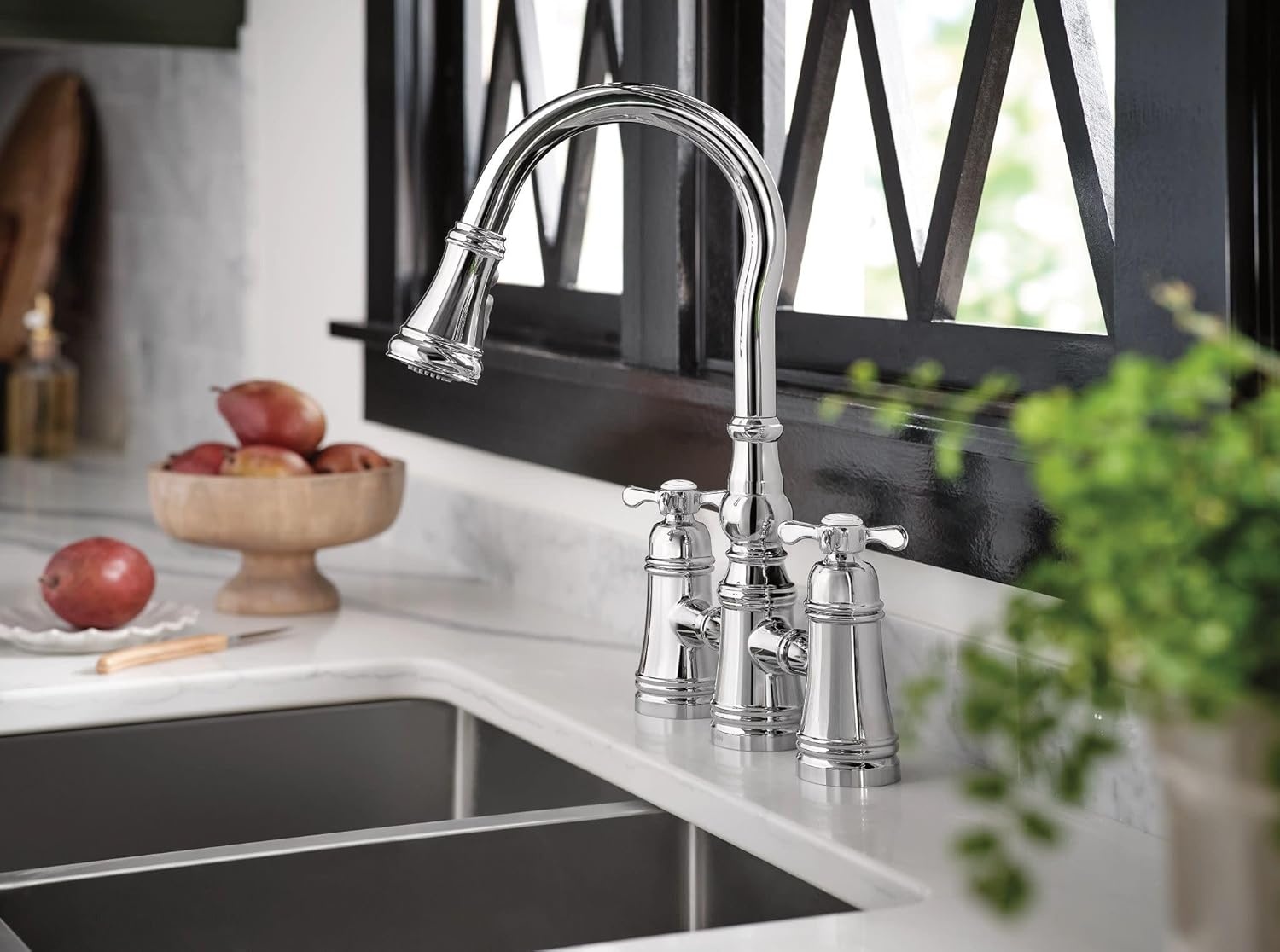 image:imageMoen S73204ORB Weymouth Two Handle Pulldown Bridge Kitchen Faucet Oil Rubbed BronzeChrome