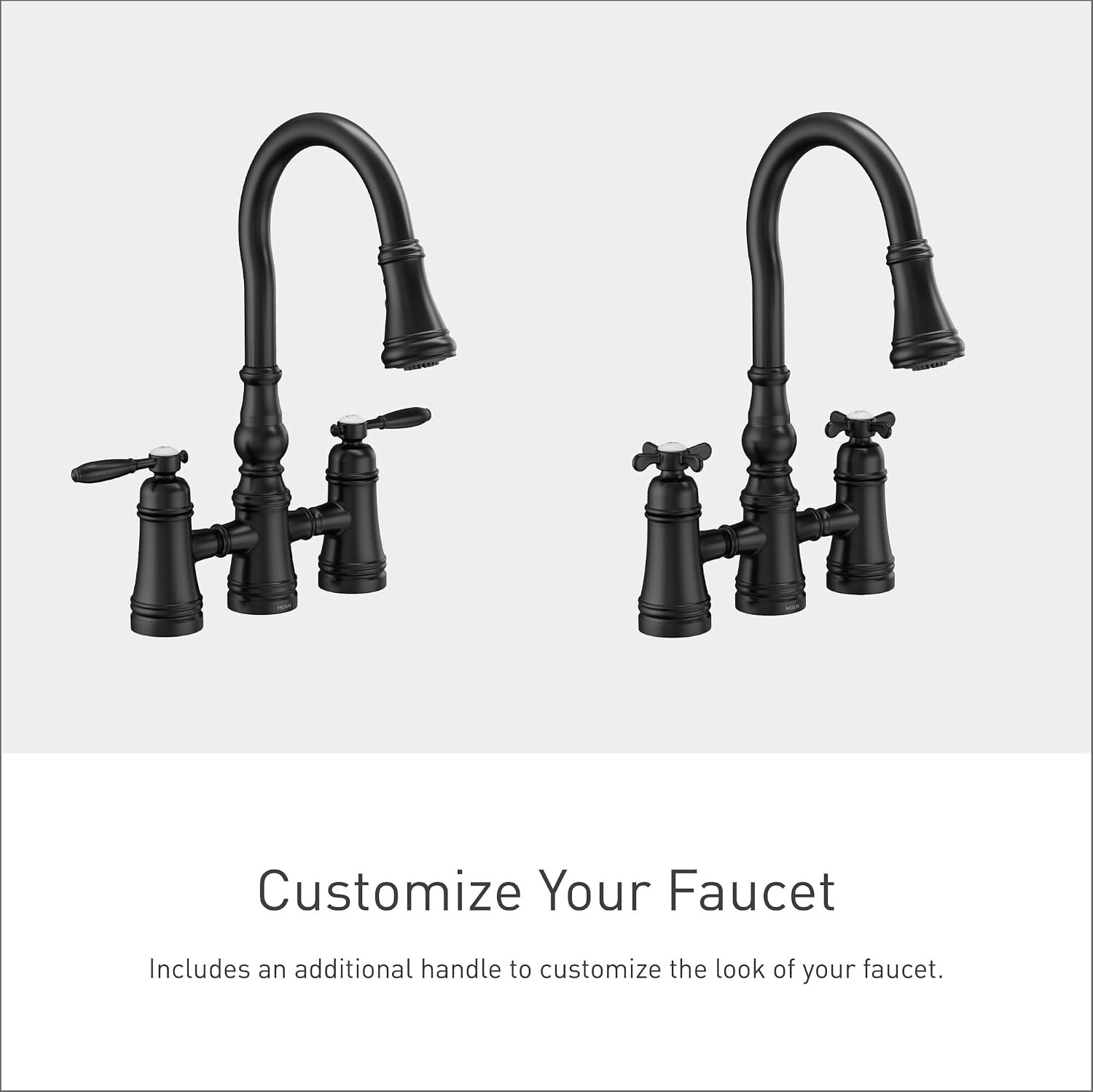 image:imageMoen S73204ORB Weymouth Two Handle Pulldown Bridge Kitchen Faucet Oil Rubbed BronzeMatte Black
