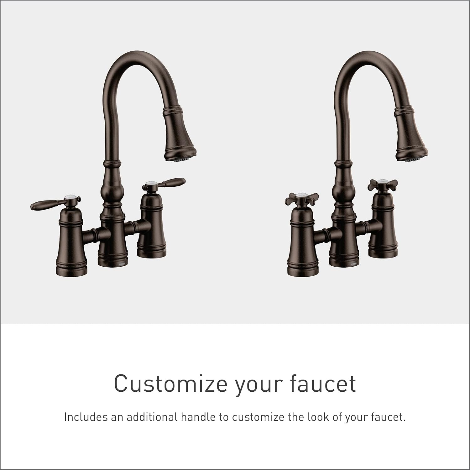 image:imageMoen S73204ORB Weymouth Two Handle Pulldown Bridge Kitchen Faucet Oil Rubbed BronzeOil Rubbed Bronze
