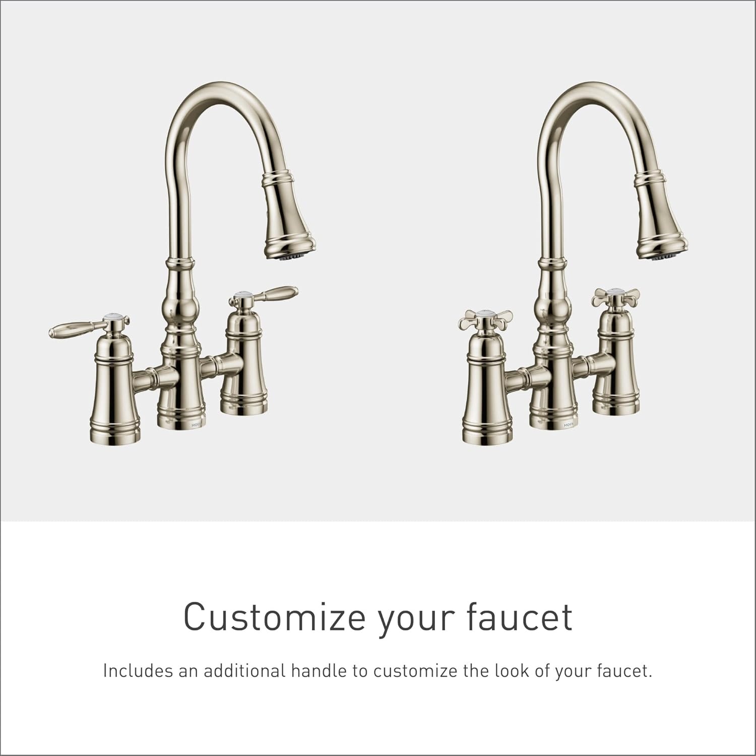 image:imageMoen S73204ORB Weymouth Two Handle Pulldown Bridge Kitchen Faucet Oil Rubbed BronzePolished Nickel