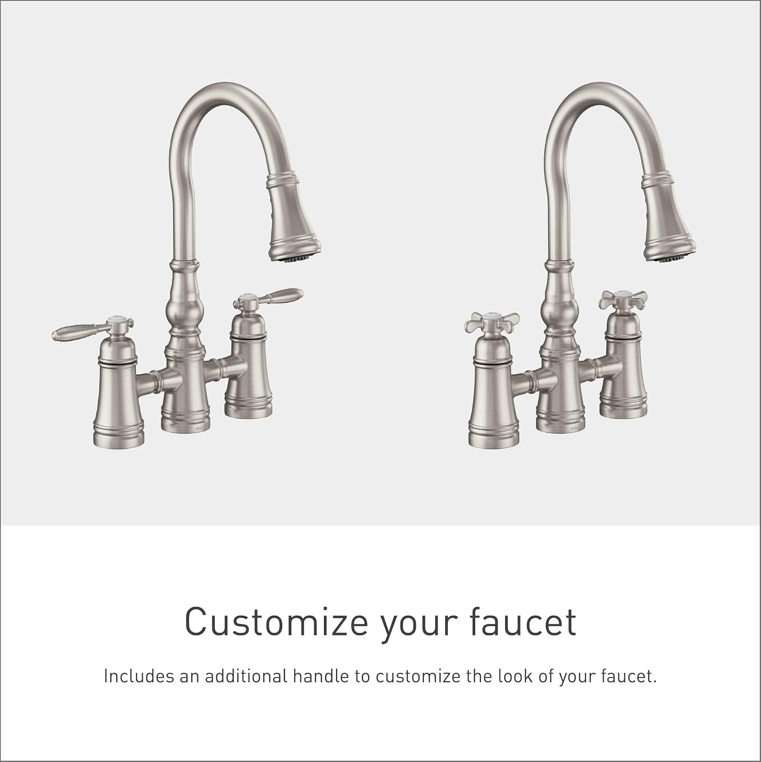 image:imageMoen S73204ORB Weymouth Two Handle Pulldown Bridge Kitchen Faucet Oil Rubbed BronzeSpot Resist Stainless