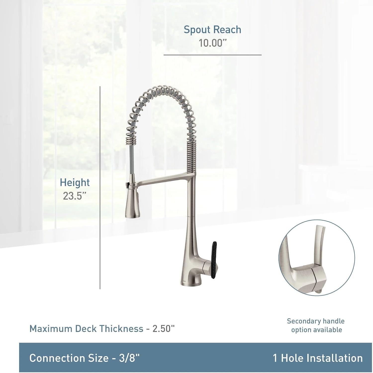 image:imageMoen Sinema Matte Black 3in1 Water Filtration OneHandle Pulldown Kitchen Faucet FS7235BL with Moen F9800 Advanced Carbon Water Filtration SystemMatte Black
