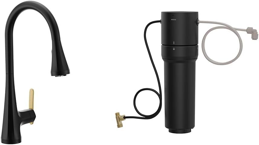 image:imageMoen Sinema Matte Black 3in1 Water Filtration OneHandle Pulldown Kitchen Faucet FS7235BL with Moen F9800 Advanced Carbon Water Filtration SystemMatte Black