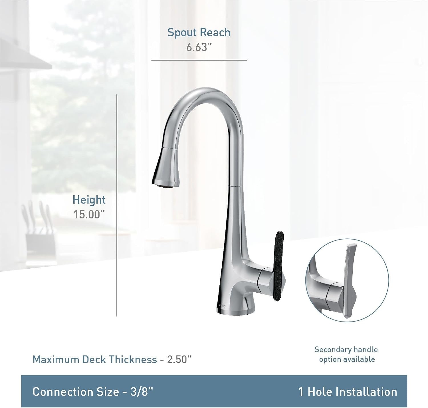 image:imageMoen Sinema Matte Black 3in1 Water Filtration OneHandle Pulldown Kitchen Faucet FS7235BL with Moen F9800 Advanced Carbon Water Filtration SystemMatte Black