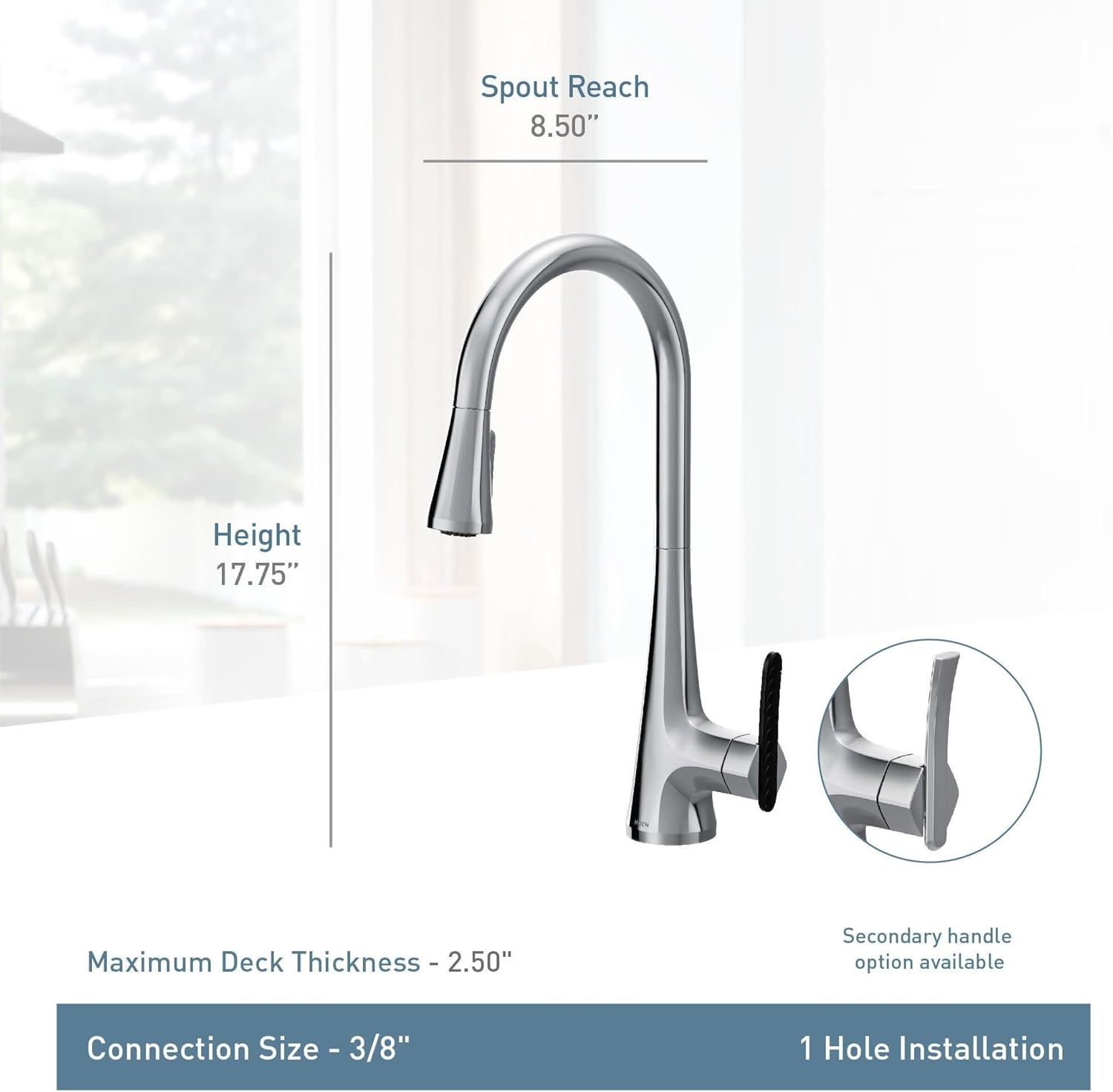 image:imageMoen Sinema Matte Black 3in1 Water Filtration OneHandle Pulldown Kitchen Faucet FS7235BL with Moen F9800 Advanced Carbon Water Filtration SystemMatte Black