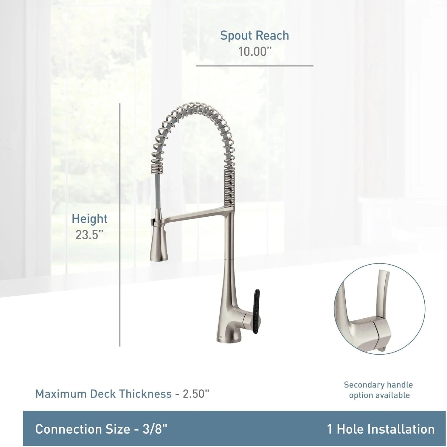 image:imageMoen Sinema Matte Black 3in1 Water Filtration OneHandle Pulldown Kitchen Faucet FS7235BL with Moen F9800 Advanced Carbon Water Filtration SystemPolished Nickel