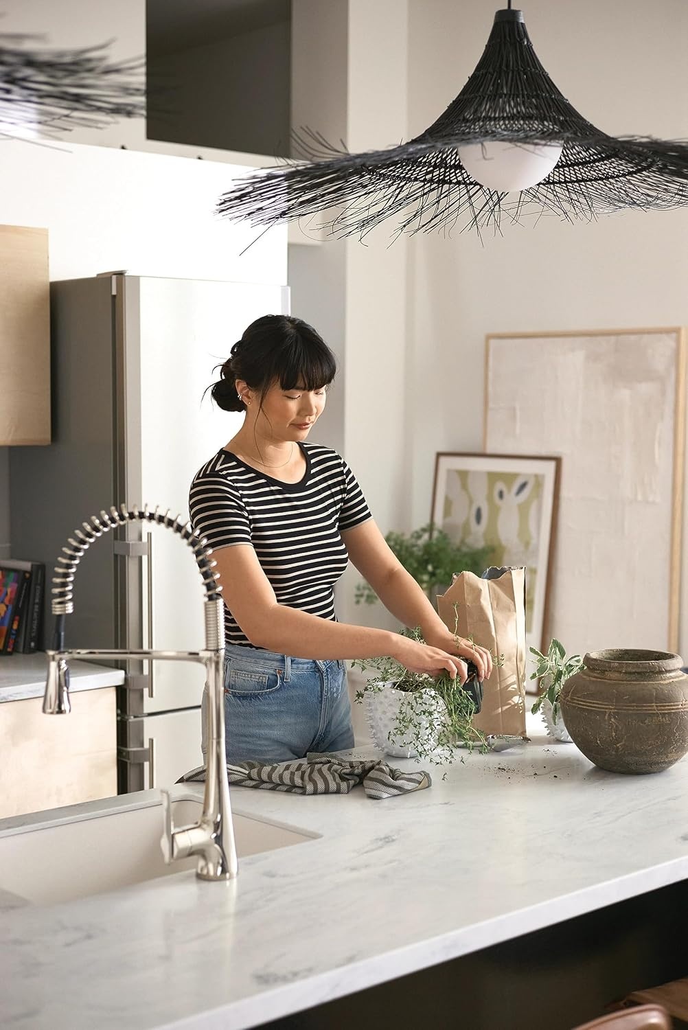 image:imageMoen Sinema Matte Black 3in1 Water Filtration OneHandle Pulldown Kitchen Faucet FS7235BL with Moen F9800 Advanced Carbon Water Filtration SystemPolished Nickel