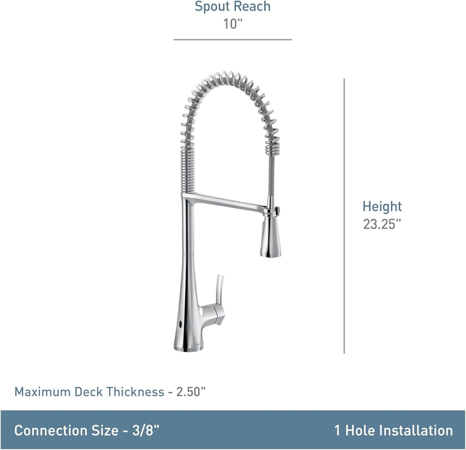 image:imageMoen Sinema Matte Black Touchless High Arc Pulldown Kitchen Faucet with Sprayer Wave Motion Sensor Accent Handle Included S5235EWBL