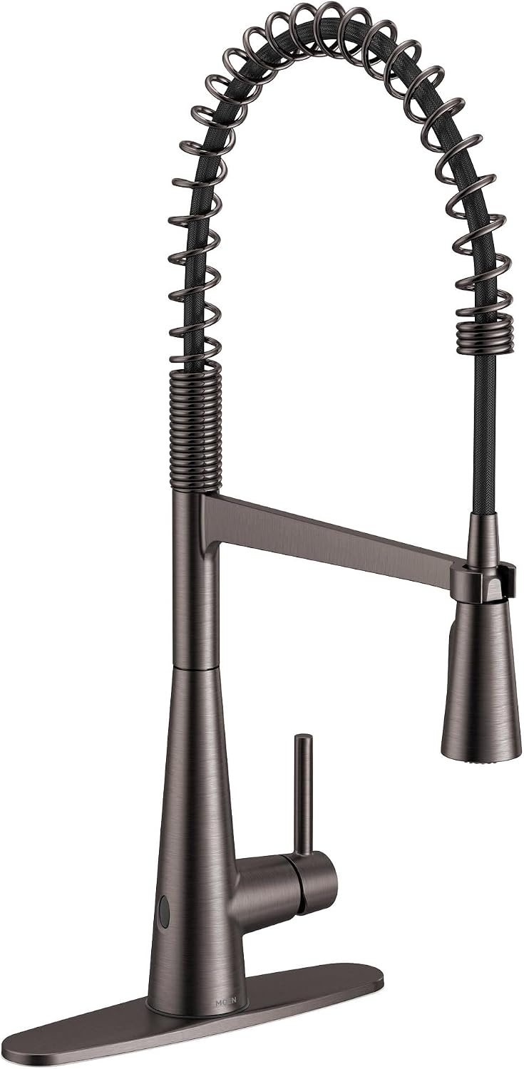 image:imageMoen Sleek Black Stainless Pulldown Faucet Modern Kitchen Faucet with One Handle HighArc Power Boost Easy Installation and 5925BLSBlack Stainless