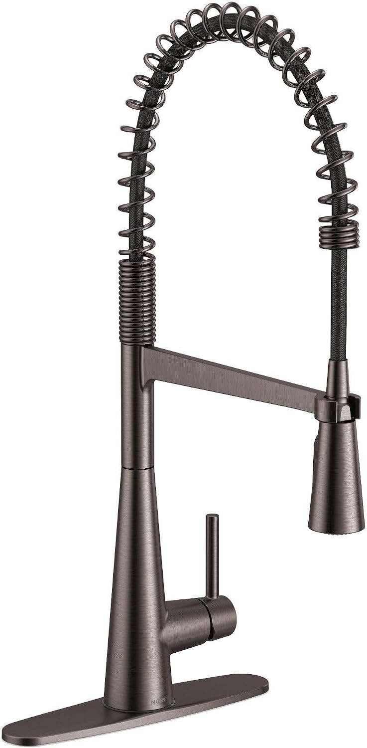image:imageMoen Sleek Black Stainless Pulldown Faucet Modern Kitchen Faucet with One Handle HighArc Power Boost Easy Installation and 5925BLSBlack Stainless