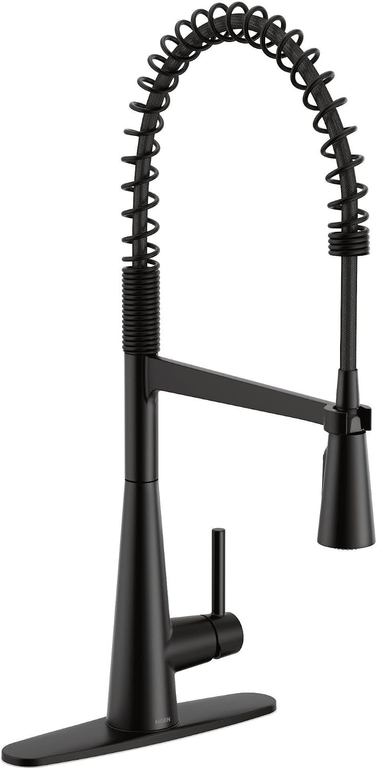 image:imageMoen Sleek Black Stainless Pulldown Faucet Modern Kitchen Faucet with One Handle HighArc Power Boost Easy Installation and 5925BLSMatte Black